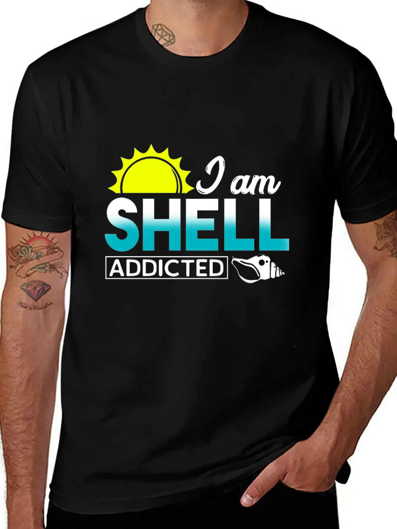I Am Shell Addicted Present Collector Unisex Short Sleeve Soft Cotton T-Shirt – Casual Everyday Wear