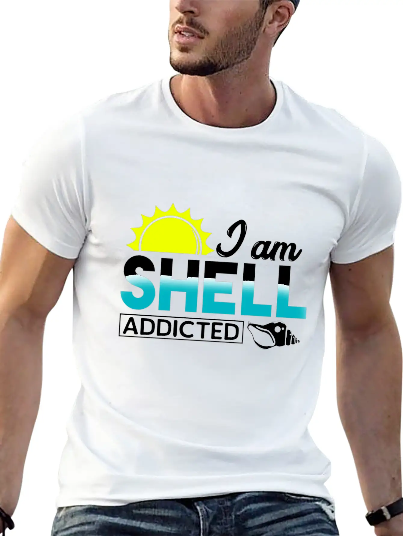 I Am Shell Addicted Present Collector Unisex Short Sleeve Soft Cotton T-Shirt – Casual Everyday Wear