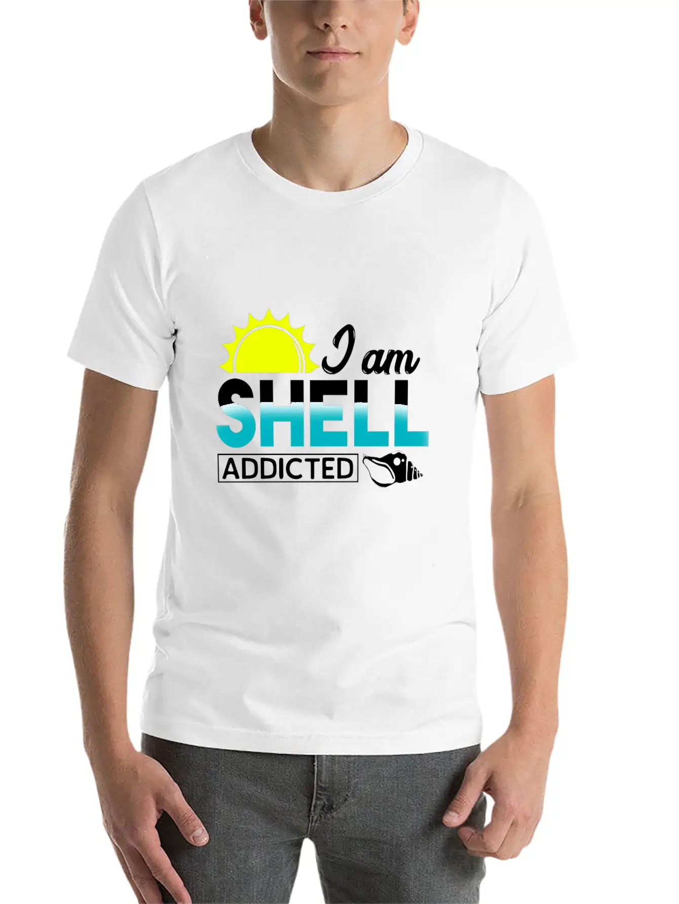 I Am Shell Addicted Present Collector Unisex Short Sleeve Soft Cotton T-Shirt – Casual Everyday Wear