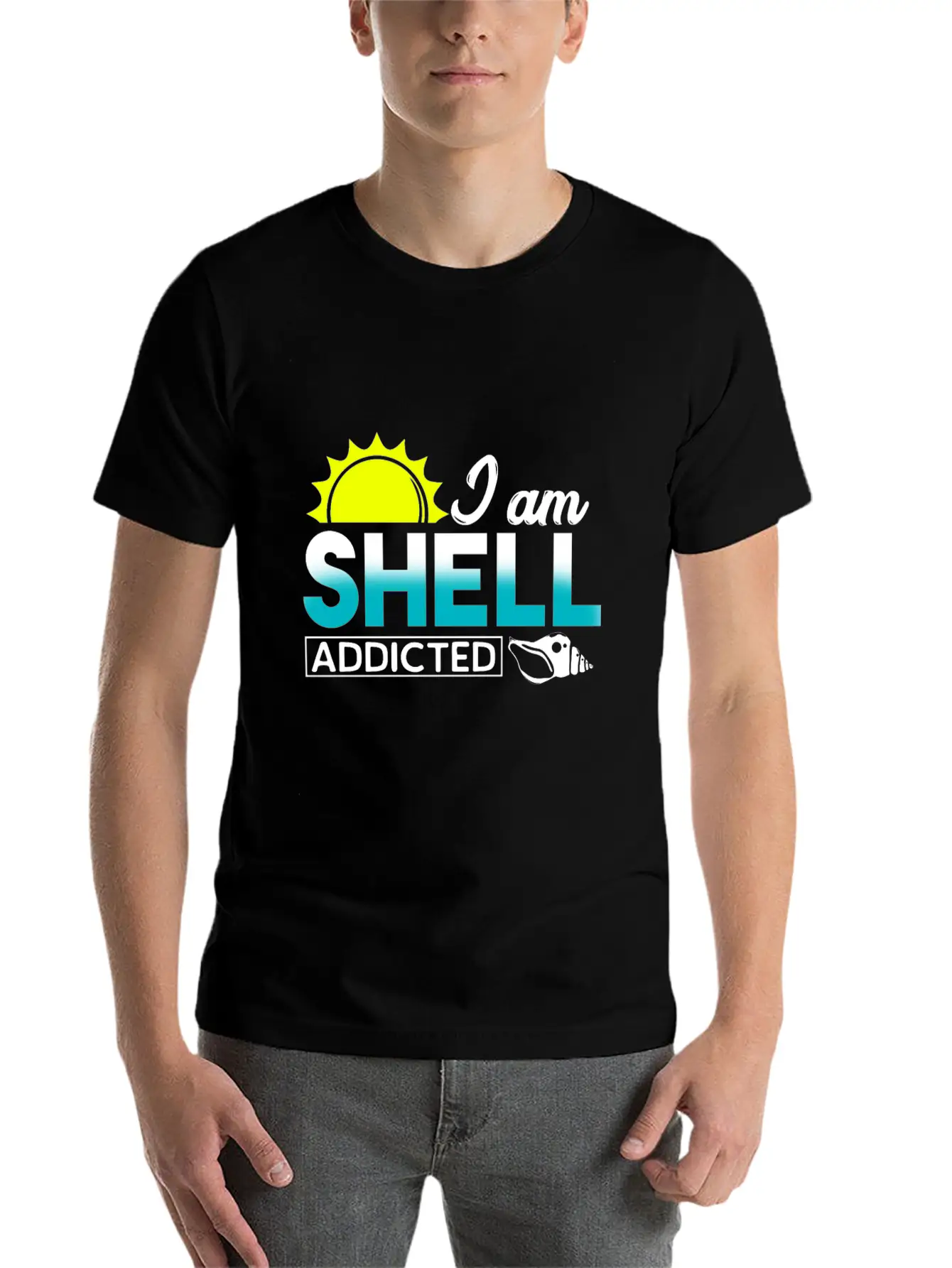 I Am Shell Addicted Present Collector Unisex Short Sleeve Soft Cotton T-Shirt – Casual Everyday Wear