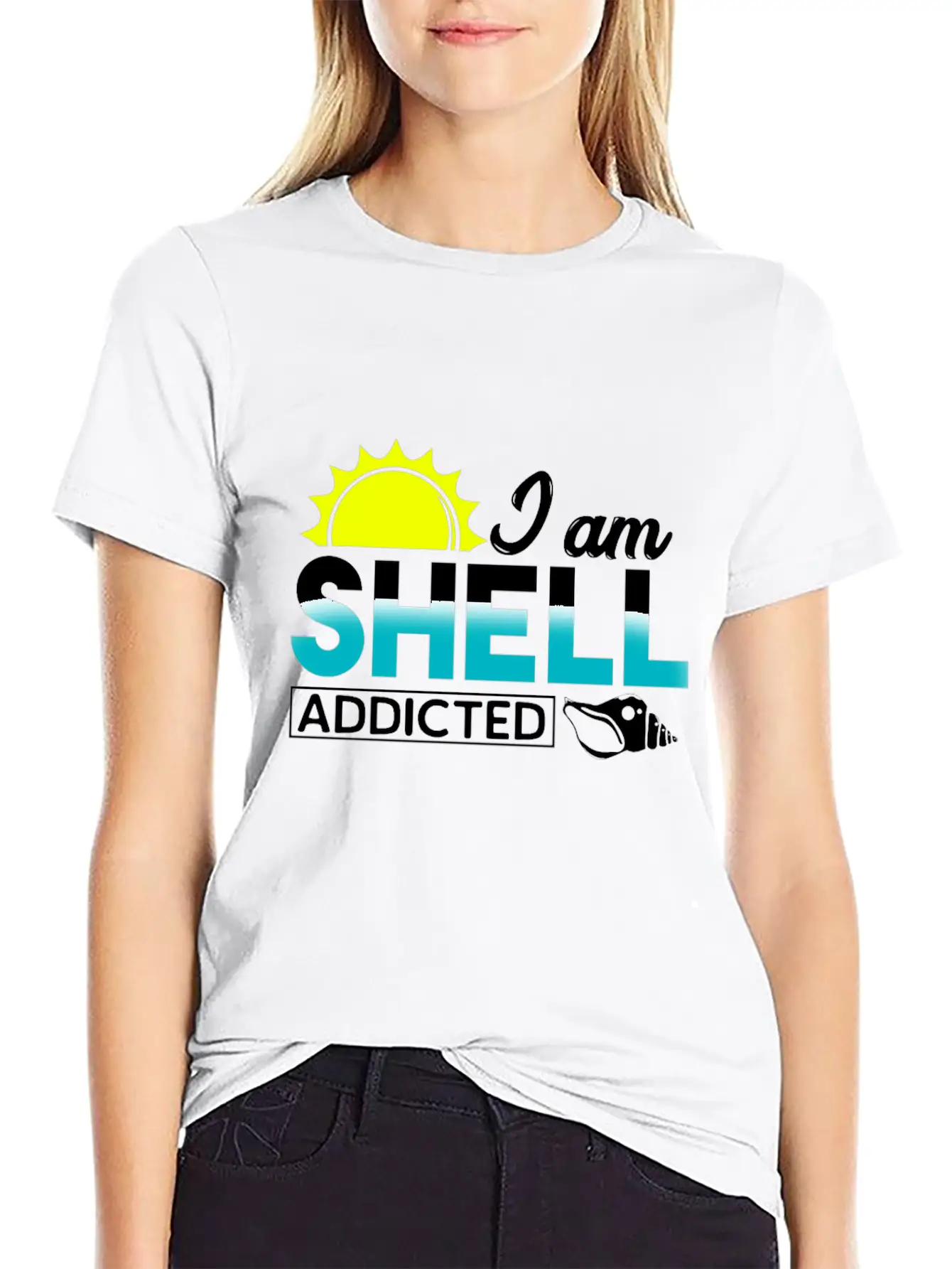 I Am Shell Addicted Present Collector Unisex Short Sleeve Soft Cotton T-Shirt – Casual Everyday Wear