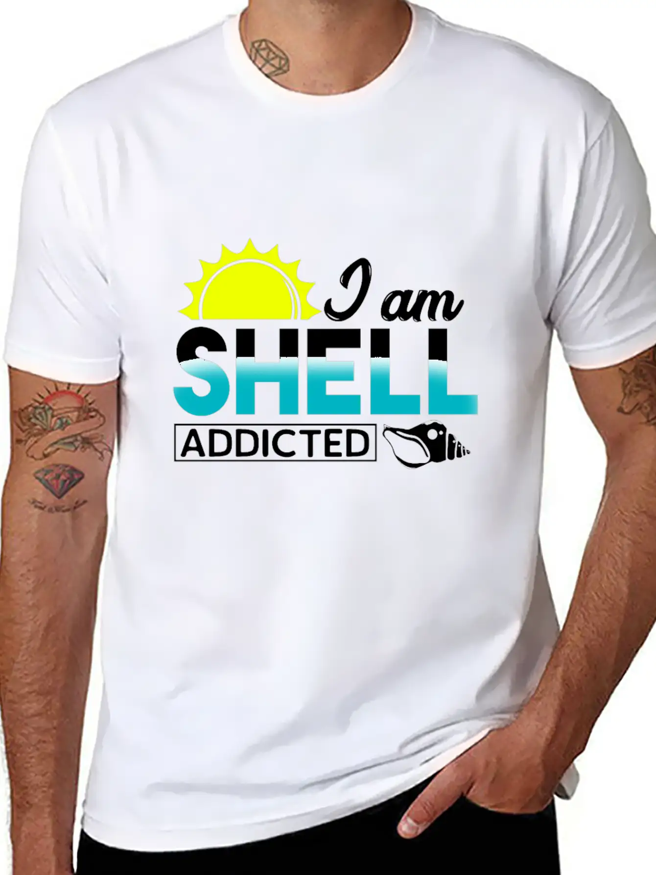 I Am Shell Addicted Present Collector Unisex Short Sleeve Soft Cotton T-Shirt – Casual Everyday Wear