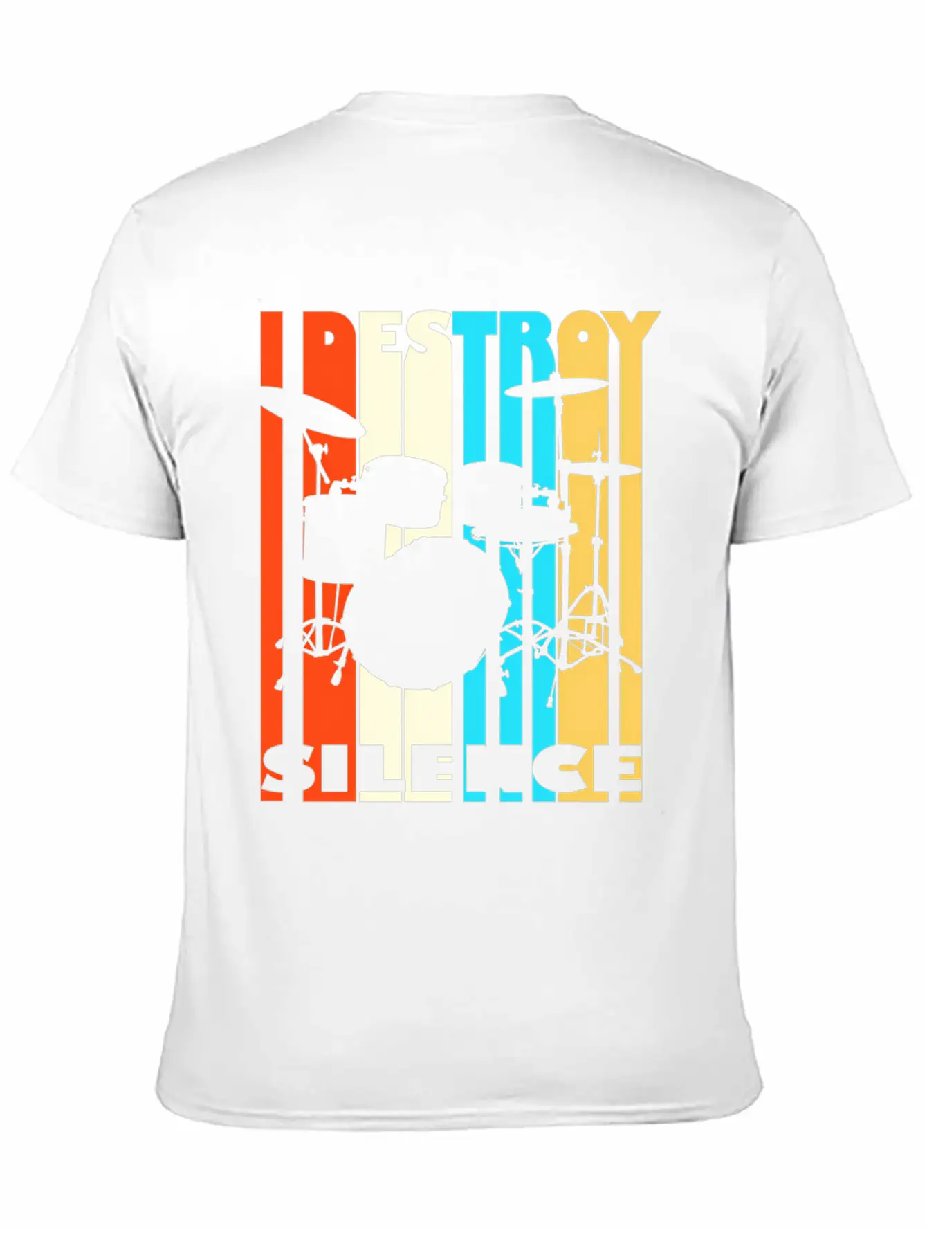 I Destroy Silence Drums Drummer Band Music Fan Unisex Short Sleeve Soft Cotton T-Shirt – Casual Everyday Wear