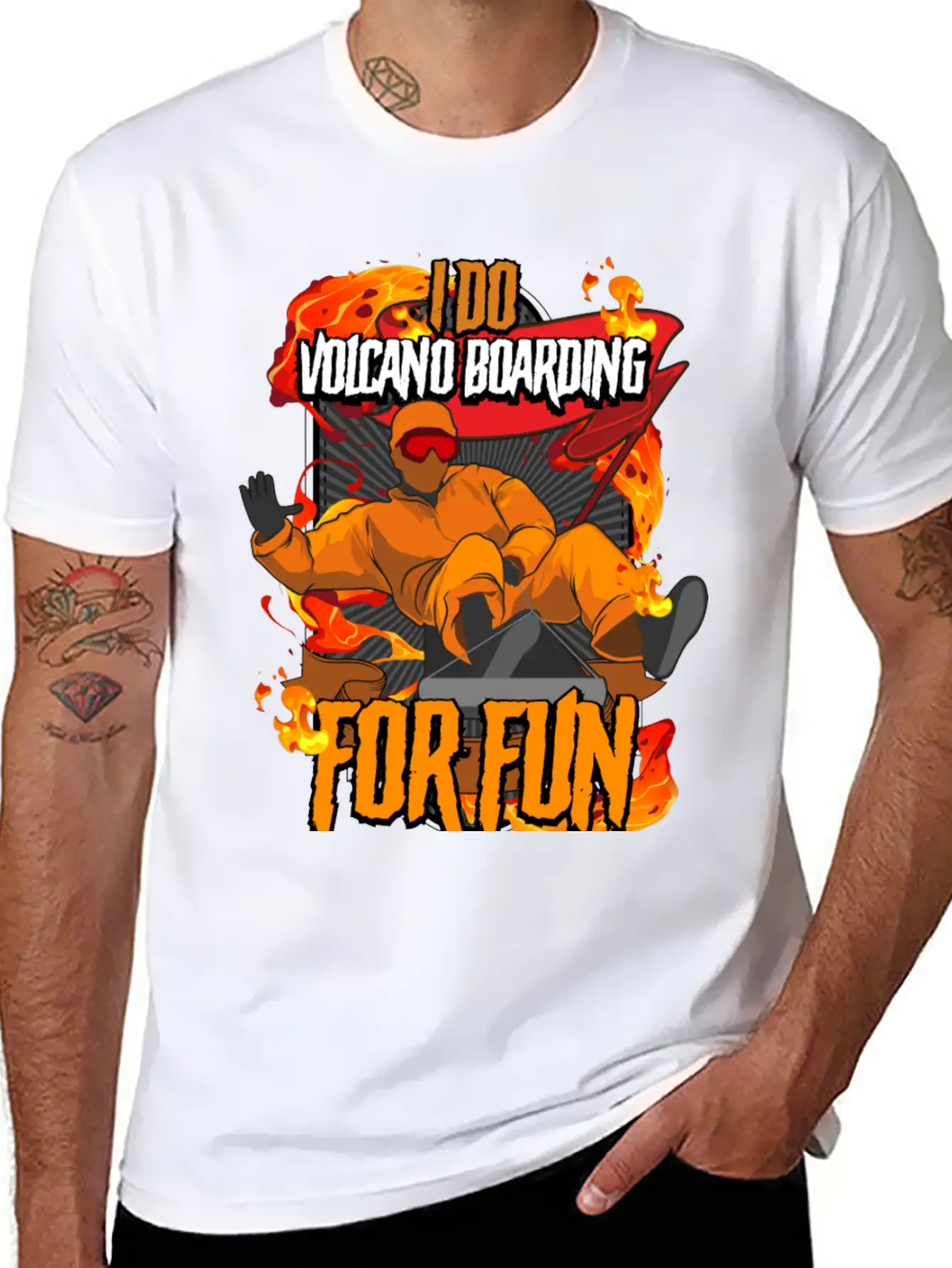I Do Volcano Boarding For Fun Volcano Surfing Stylish Everyday T-Shirt – Unisex Basic Cotton Tee