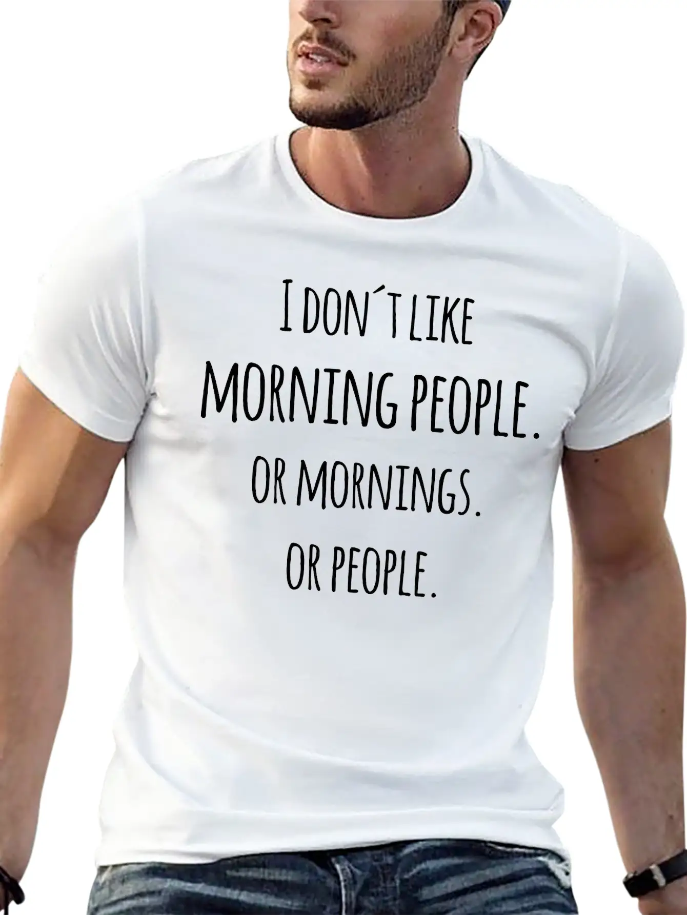 I Don´t Like Morning People Or Mornings Saying Unisex Short Sleeve Soft Cotton T-Shirt – Casual Everyday Wear
