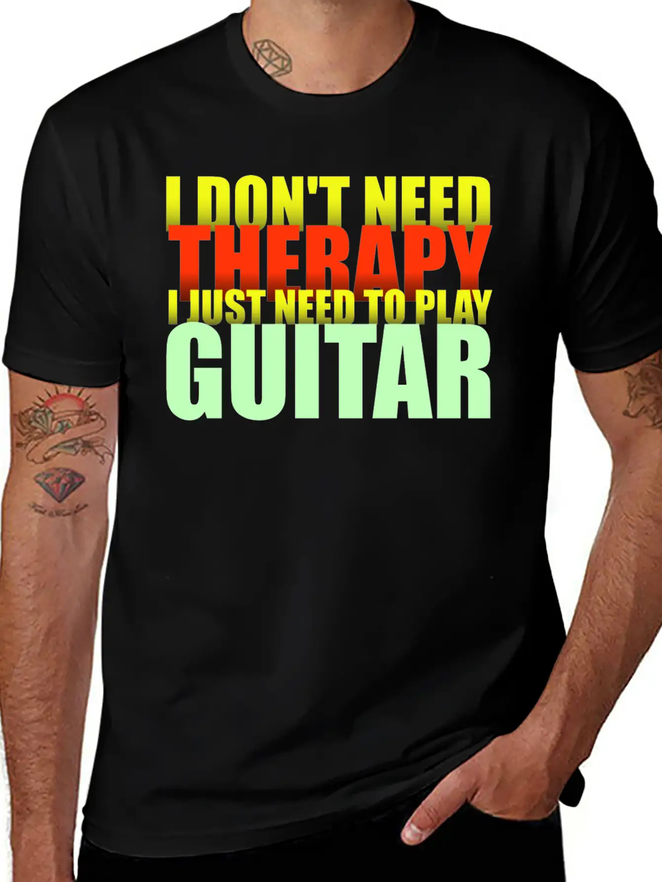 I Don't Need Therapy I Just Need To Play Guitar Unisex Short Sleeve Soft Cotton T-Shirt – Casual Everyday Wear