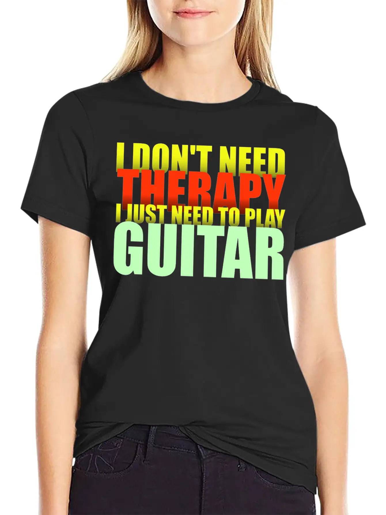 I Don't Need Therapy I Just Need To Play Guitar Unisex Short Sleeve Soft Cotton T-Shirt – Casual Everyday Wear