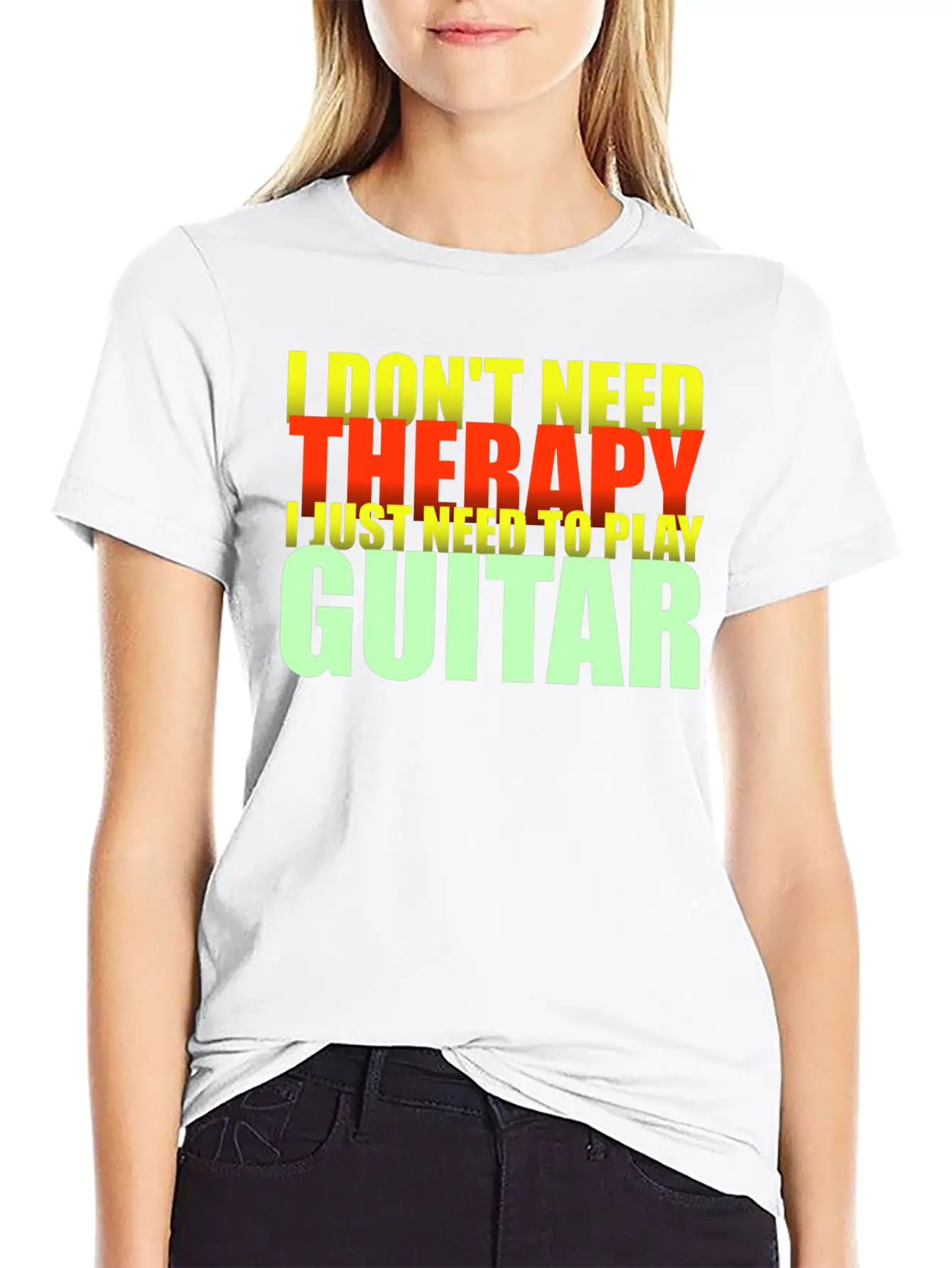 I Don't Need Therapy I Just Need To Play Guitar Unisex Short Sleeve Soft Cotton T-Shirt – Casual Everyday Wear