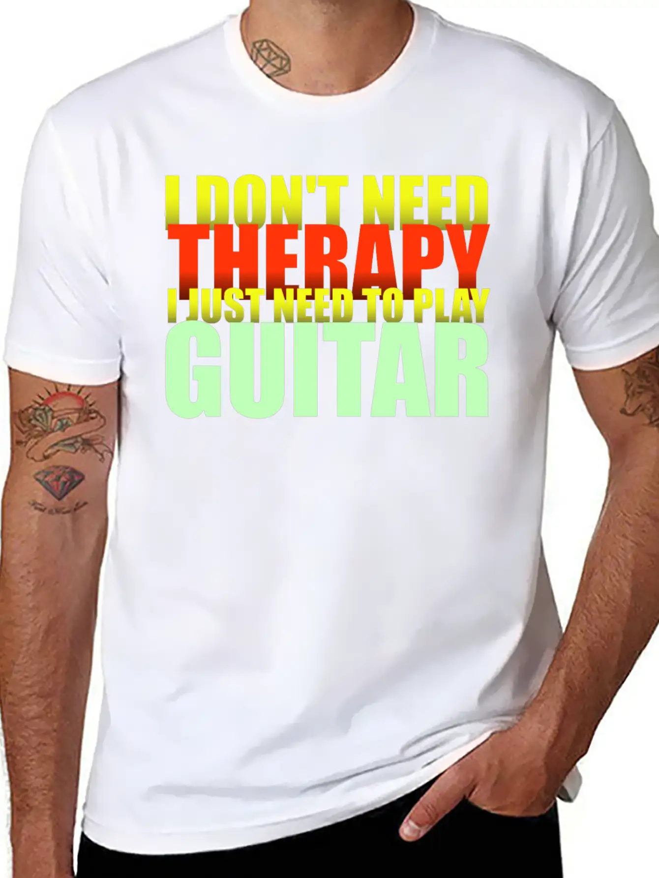 I Don't Need Therapy I Just Need To Play Guitar Unisex Short Sleeve Soft Cotton T-Shirt – Casual Everyday Wear
