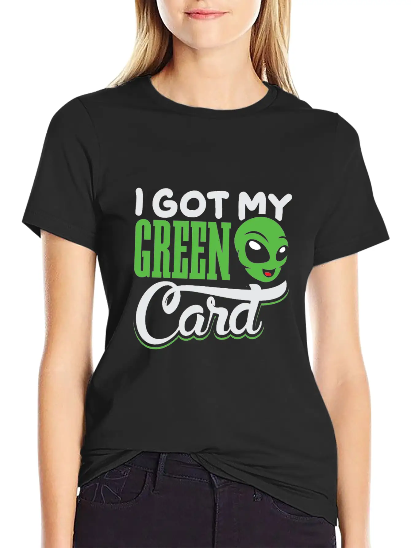 I Got My Green Card Alien Amercia Shirt Design Basic Graphic T-Shirt – Daily Comfort In Soft Cotton