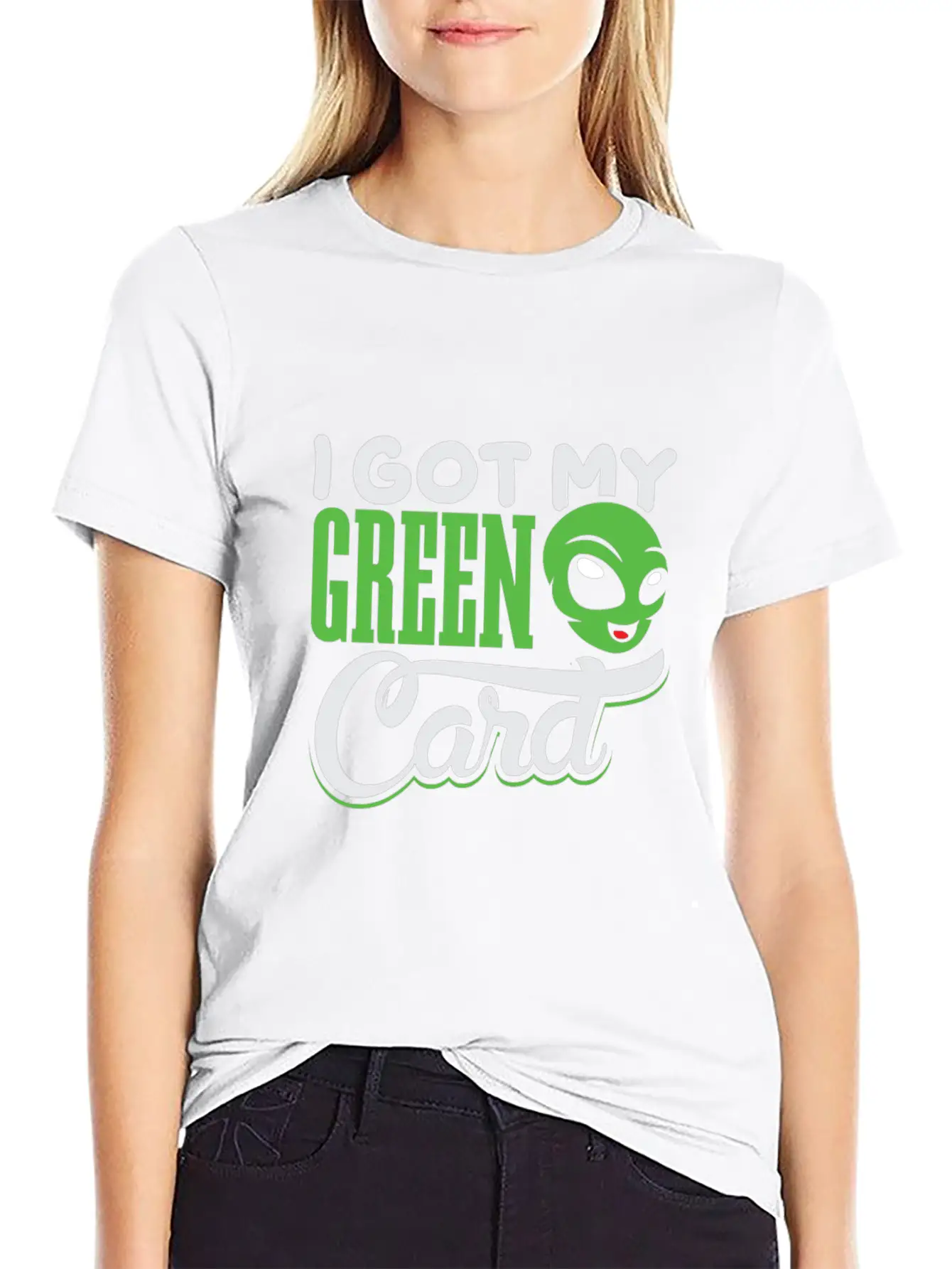 I Got My Green Card Alien Amercia Shirt Design Basic Graphic T-Shirt – Daily Comfort In Soft Cotton
