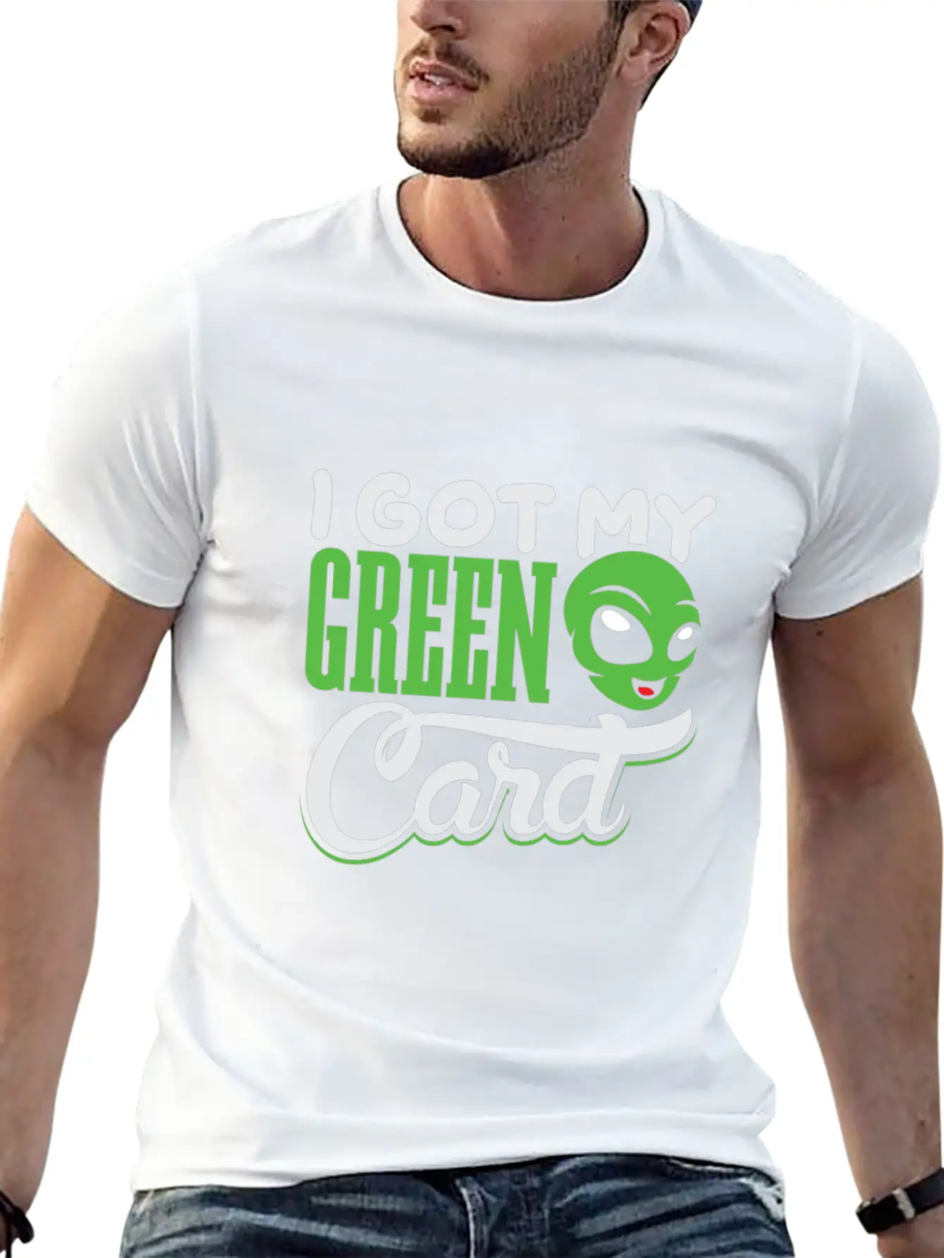 I Got My Green Card Alien Amercia Shirt Design Basic Graphic T-Shirt – Daily Comfort In Soft Cotton