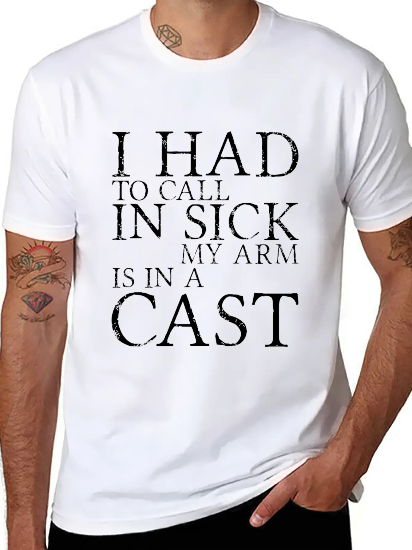 I Had To Call In Sick, My Arm Is In A Cast 3 Unisex Short Sleeve Soft Cotton T-Shirt – Casual Everyday Wear