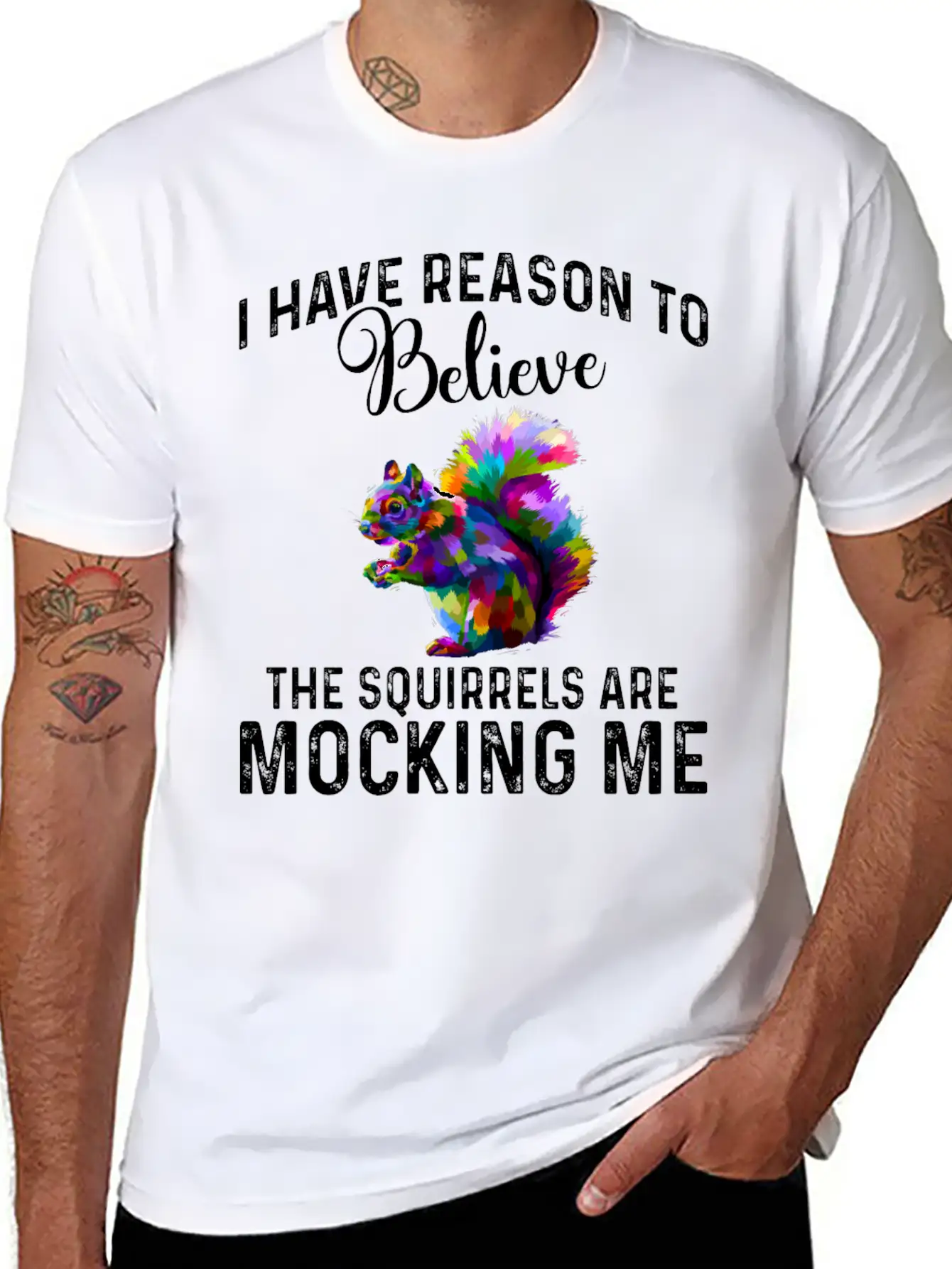 I Have Reason To Believe - Squirrels Mock Comfortable Minimalist Graphic Tee – Summer Style Essential