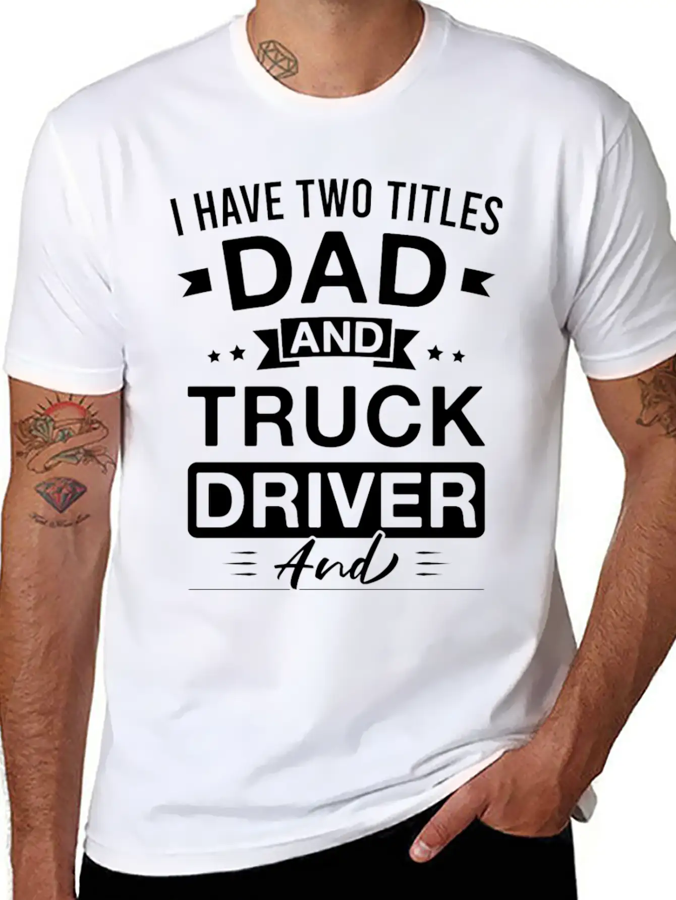 I Have Two Titles Dad And Truck Driver And I Rock Comfortable Minimalist Graphic Tee – Summer Style Essential