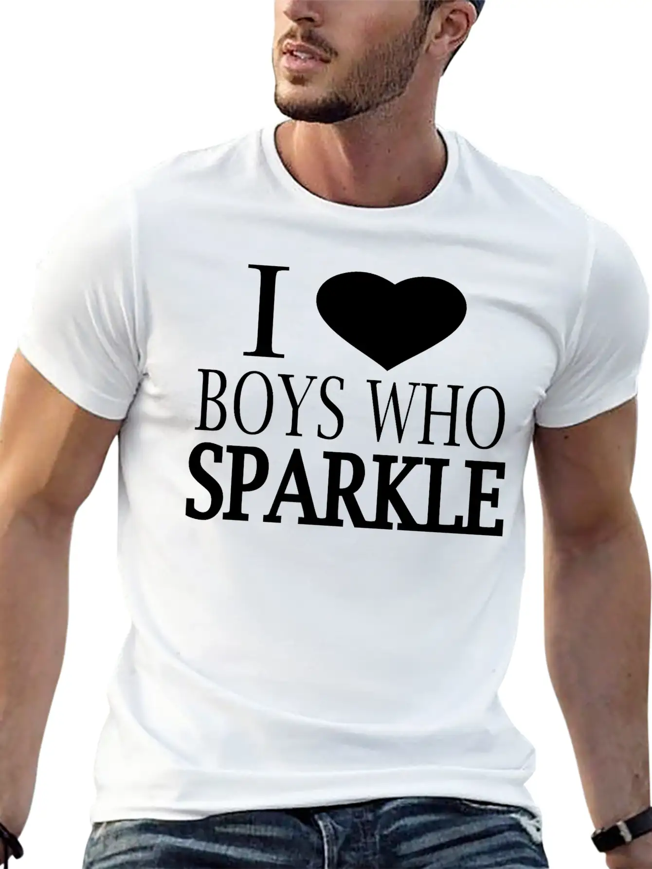I Heart Boys Who Sparkle Unisex Short Sleeve Soft Cotton T-Shirt – Casual Everyday Wear