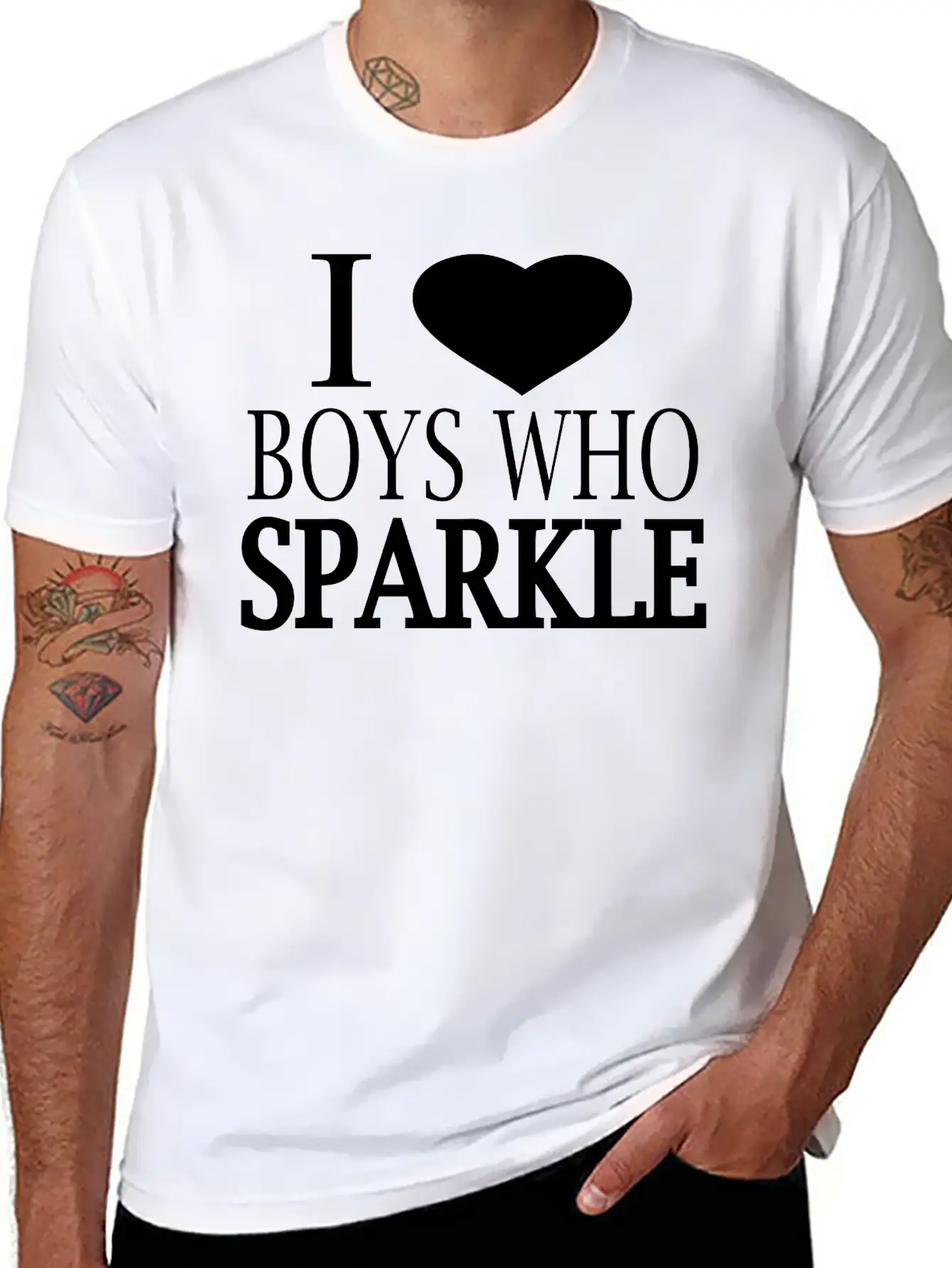 I Heart Boys Who Sparkle Unisex Short Sleeve Soft Cotton T-Shirt – Casual Everyday Wear
