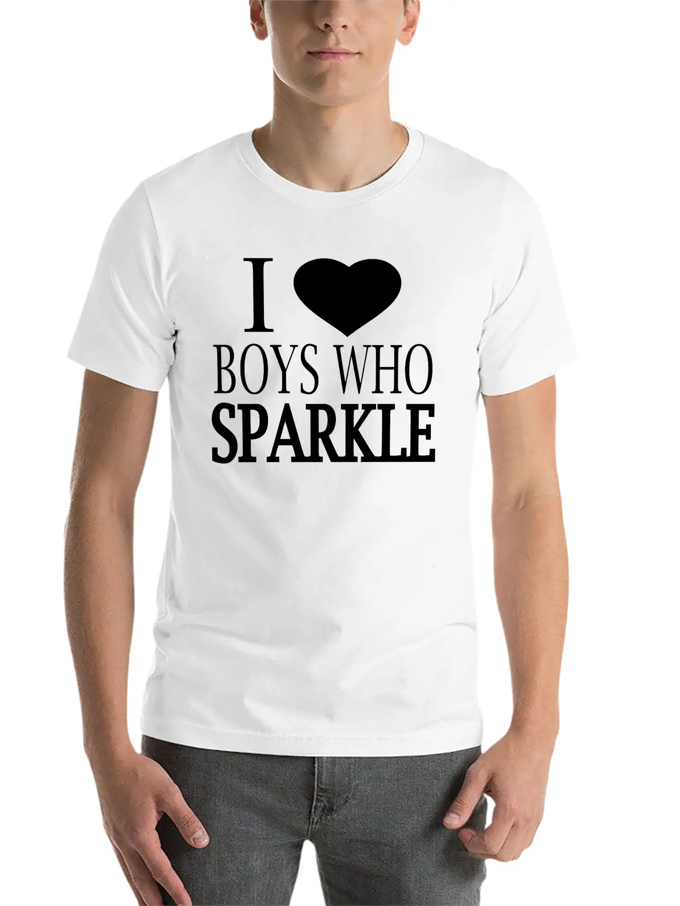 I Heart Boys Who Sparkle Unisex Short Sleeve Soft Cotton T-Shirt – Casual Everyday Wear