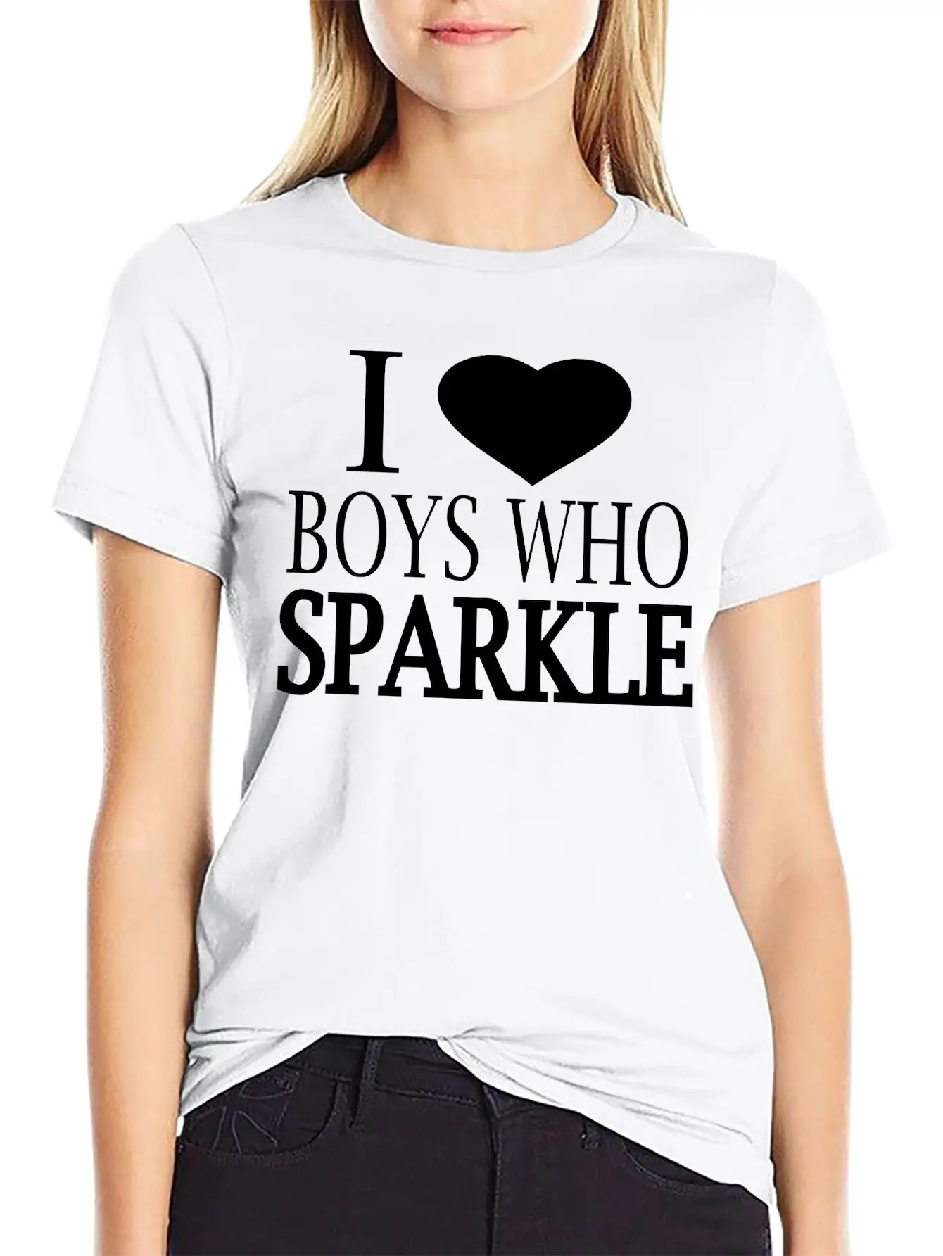 I Heart Boys Who Sparkle Unisex Short Sleeve Soft Cotton T-Shirt – Casual Everyday Wear