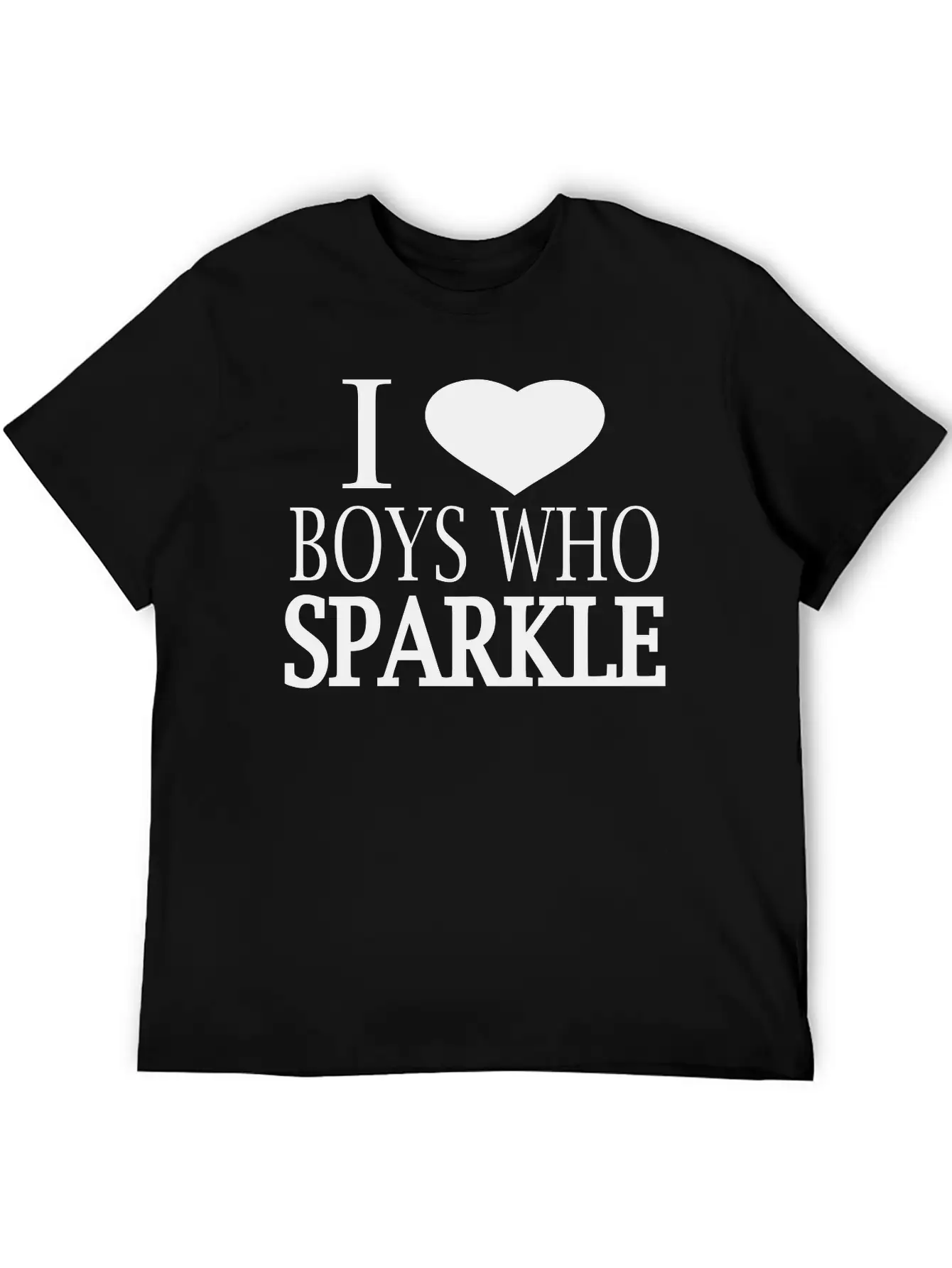 I Heart Boys Who Sparkle Unisex Short Sleeve Soft Cotton T-Shirt – Casual Everyday Wear