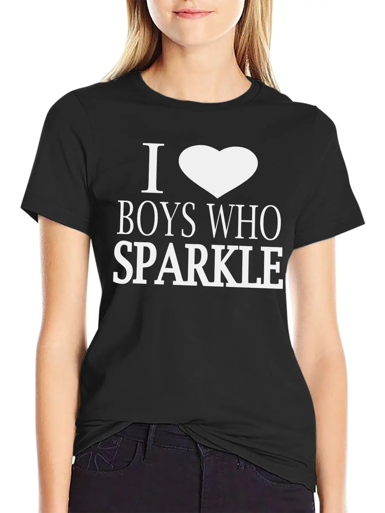 I Heart Boys Who Sparkle Unisex Short Sleeve Soft Cotton T-Shirt – Casual Everyday Wear