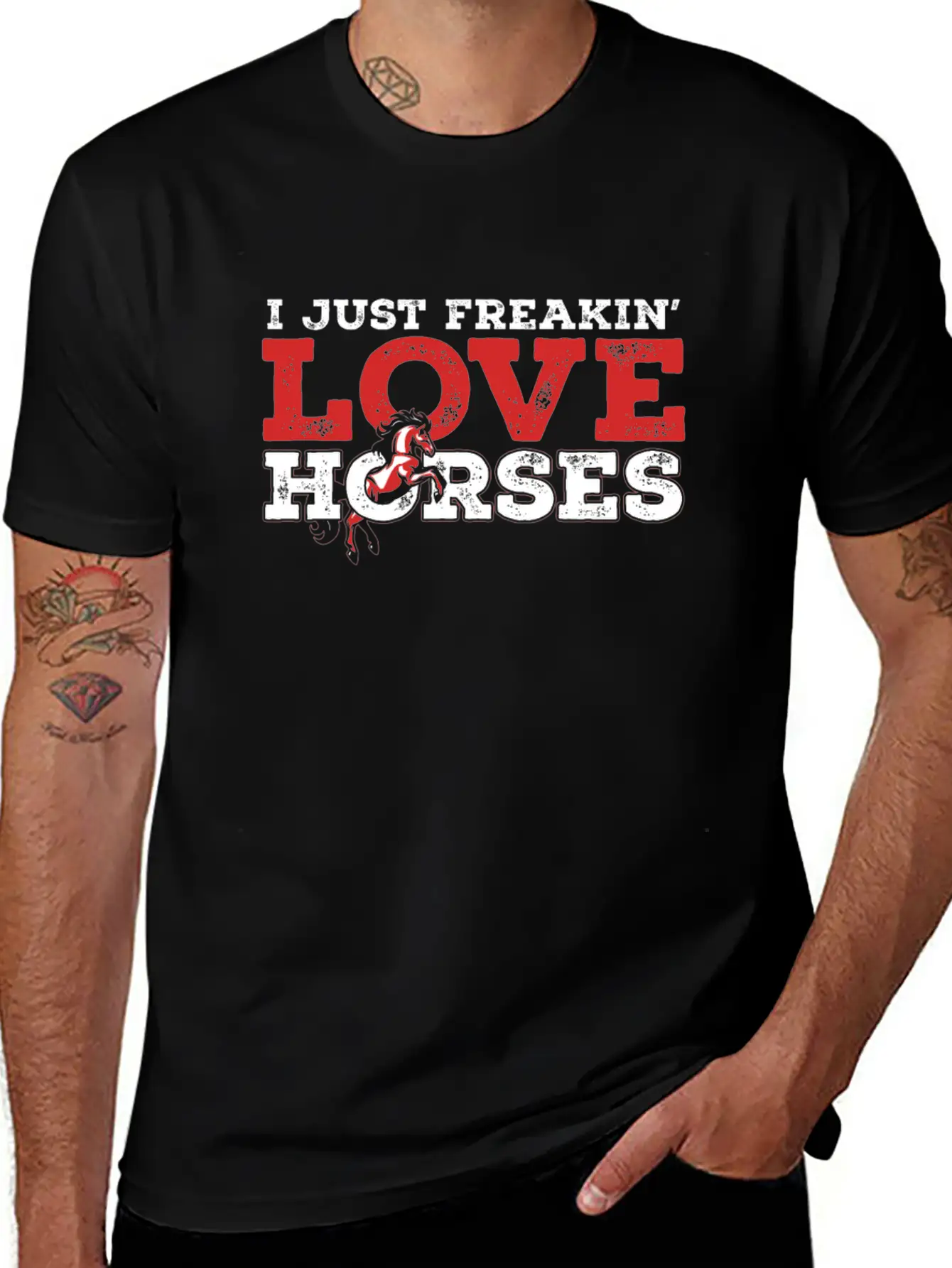 I Just Freaking Love Horses For Horse Lover Essential Unisex Summer Tee – Soft Cotton Casual Fit