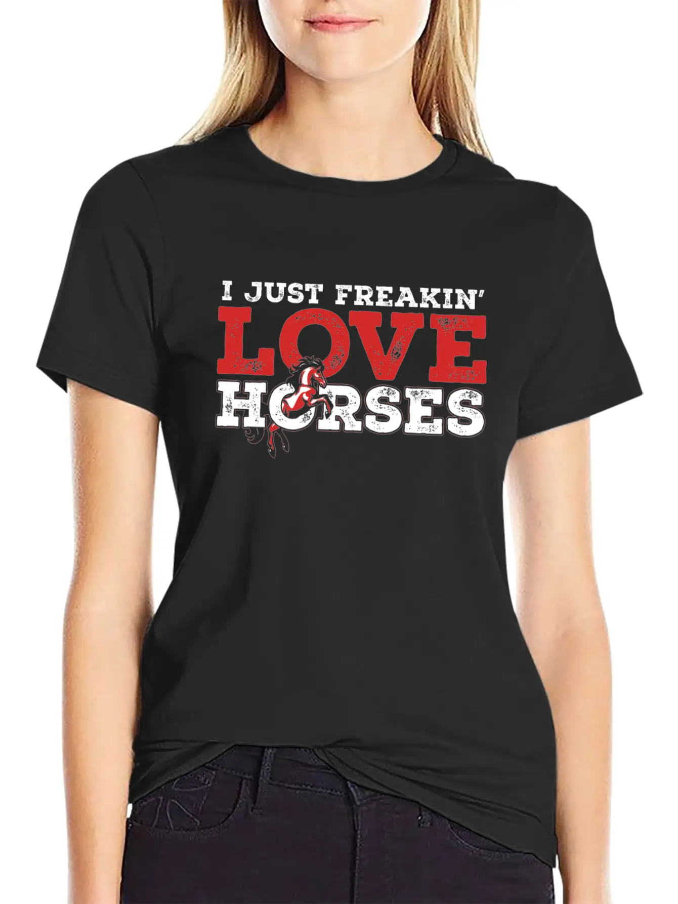 I Just Freaking Love Horses For Horse Lover Essential Unisex Summer Tee – Soft Cotton Casual Fit