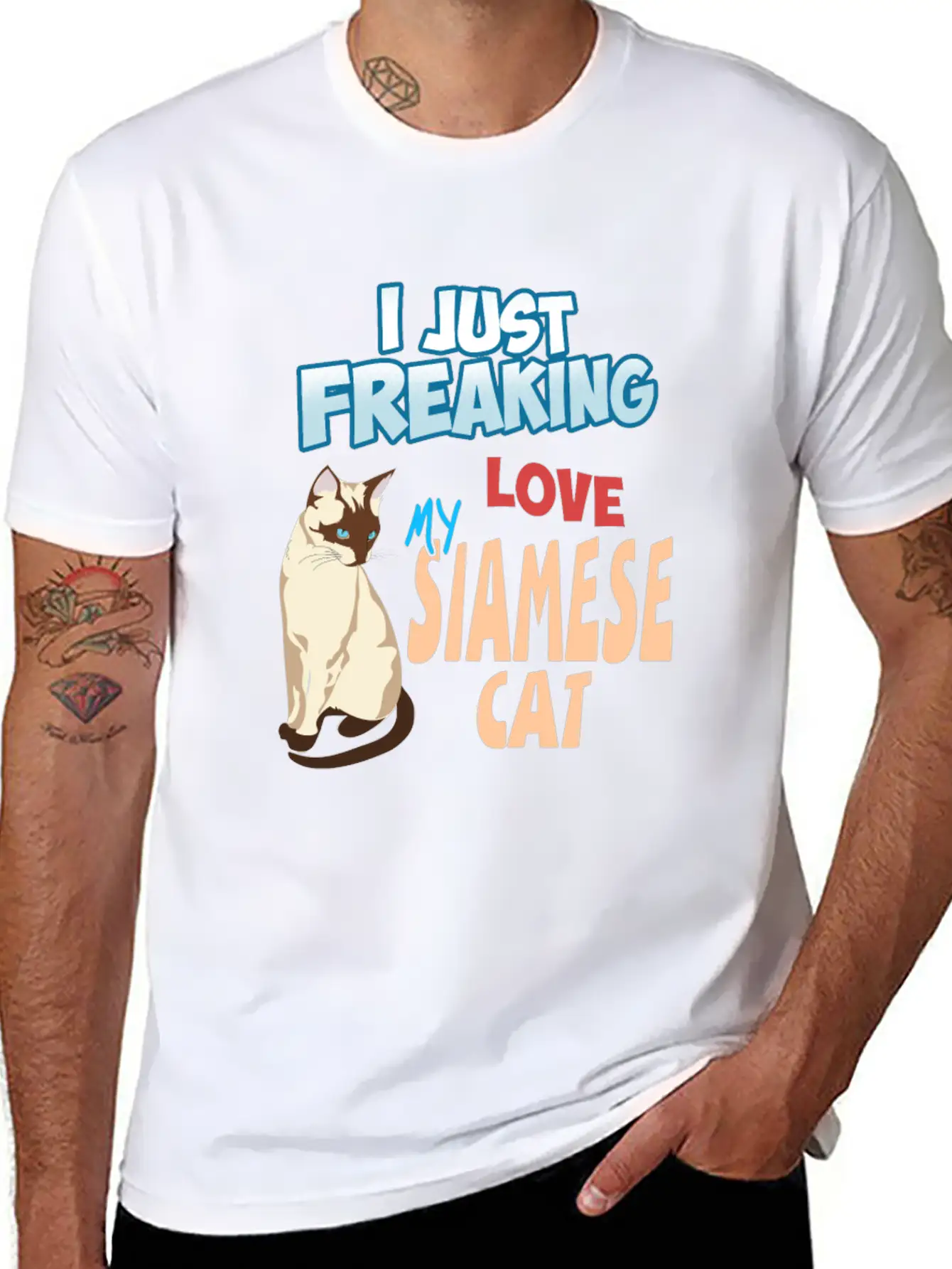 I Just Freaking Love My Siamese Cat Unisex Short Sleeve Soft Cotton T-Shirt – Casual Everyday Wear