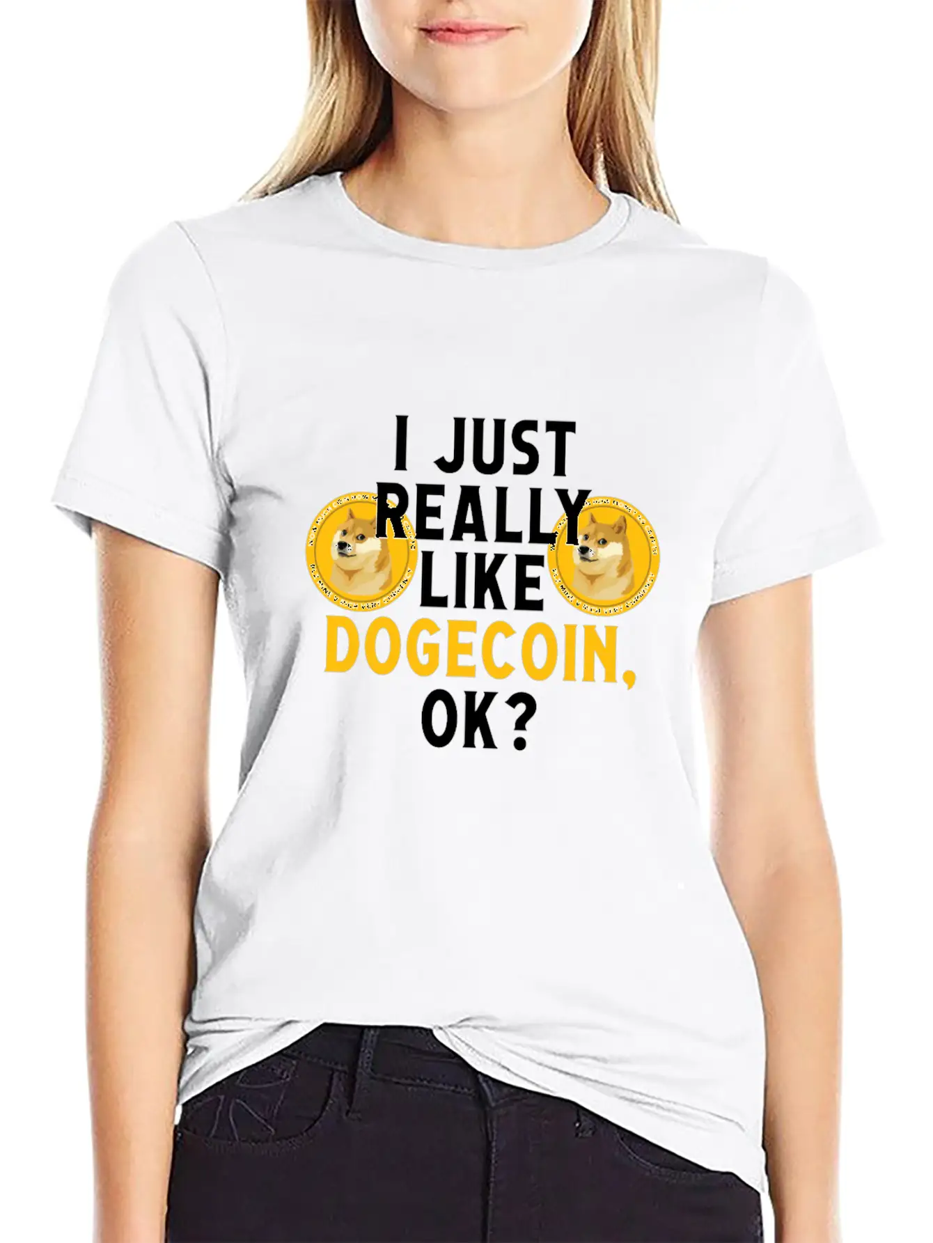 I Just Really Like Dogecoin OK Funny Blockchain Essential Unisex Summer Tee – Soft Cotton Casual Fit