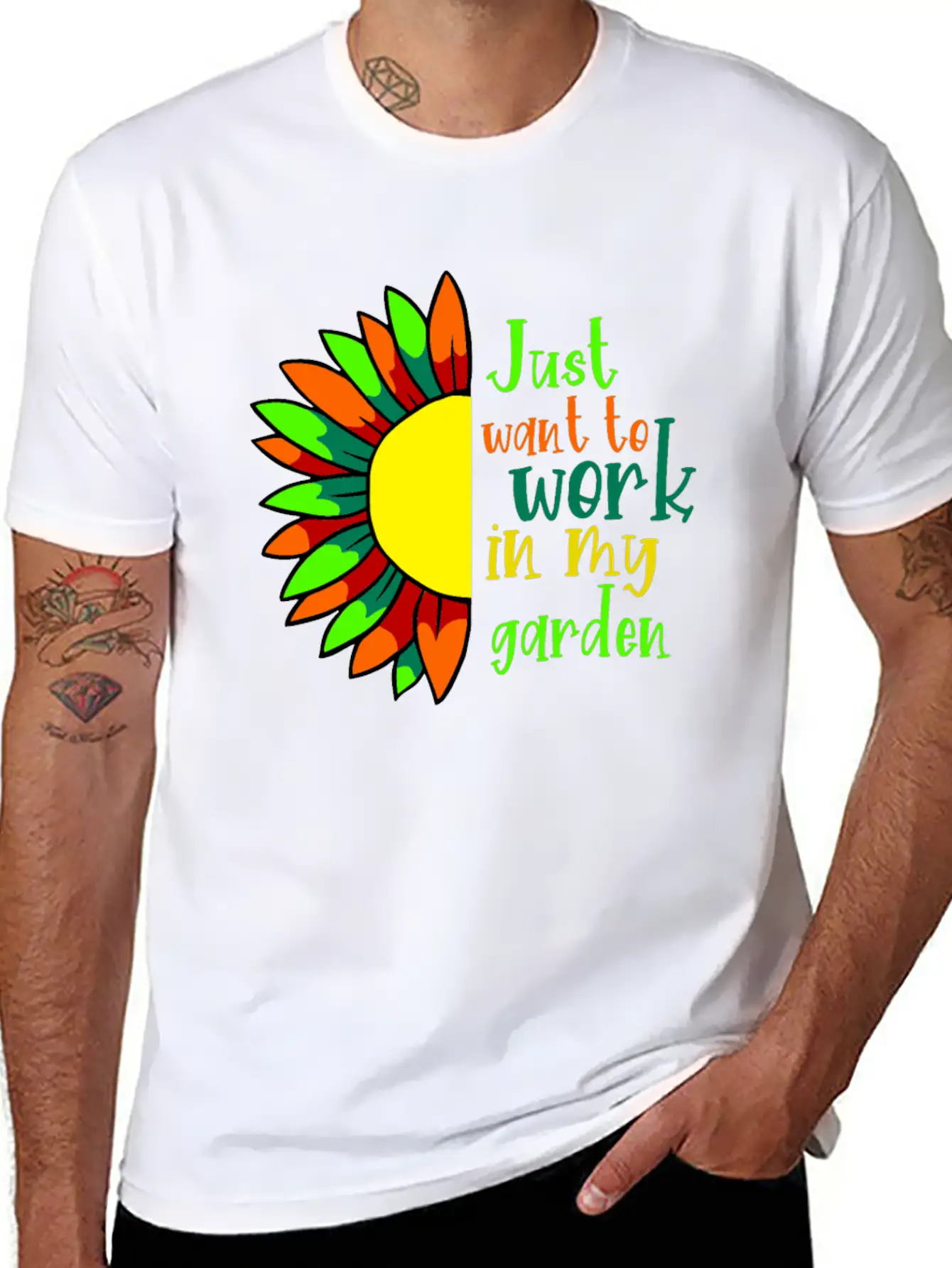 I Just Want Work In My Garden - For Gardeners 2 Unisex Short Sleeve Soft Cotton T-Shirt – Casual Everyday Wear