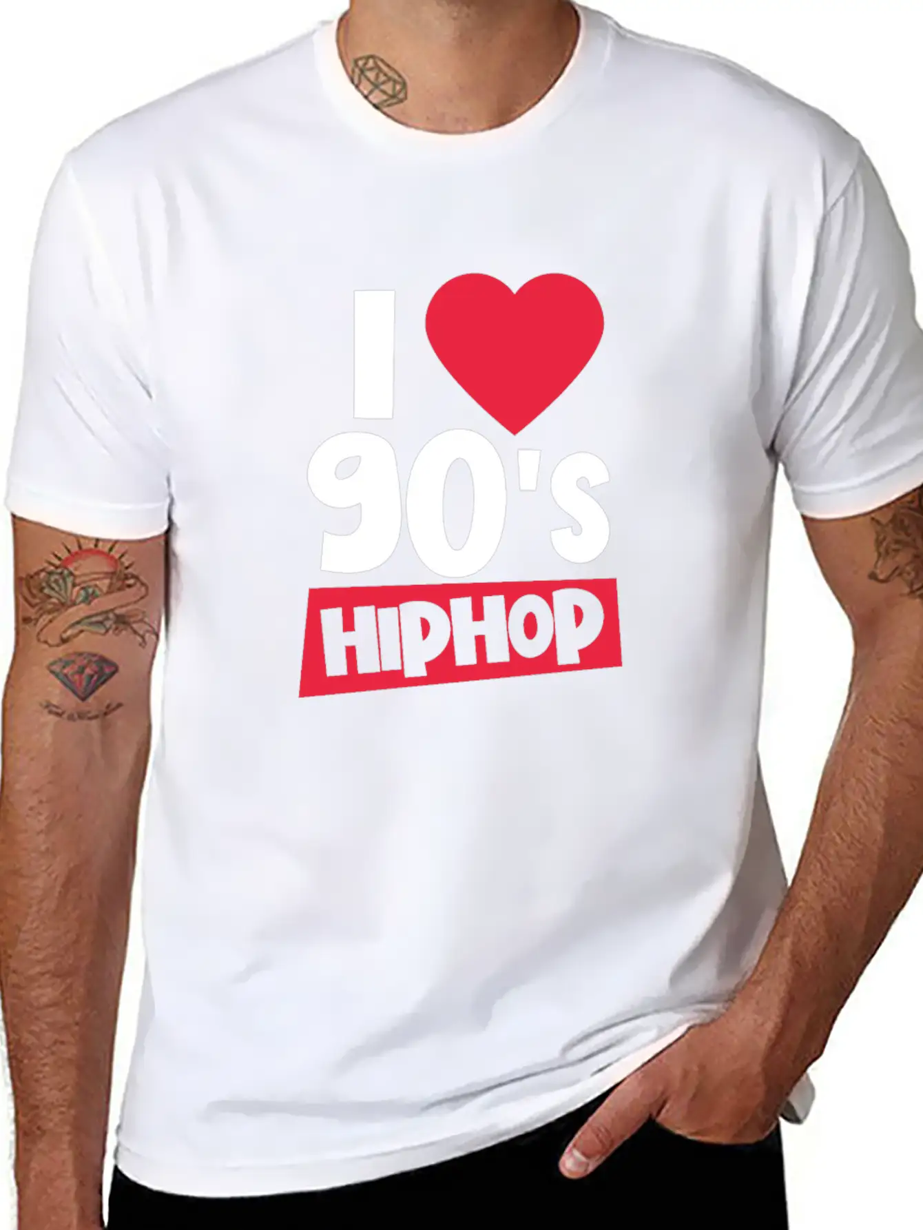 I Love 90's Hip Hop 1990s Disco Rap Retro Party Stylish Everyday T-Shirt – Unisex Basic Cotton Tee