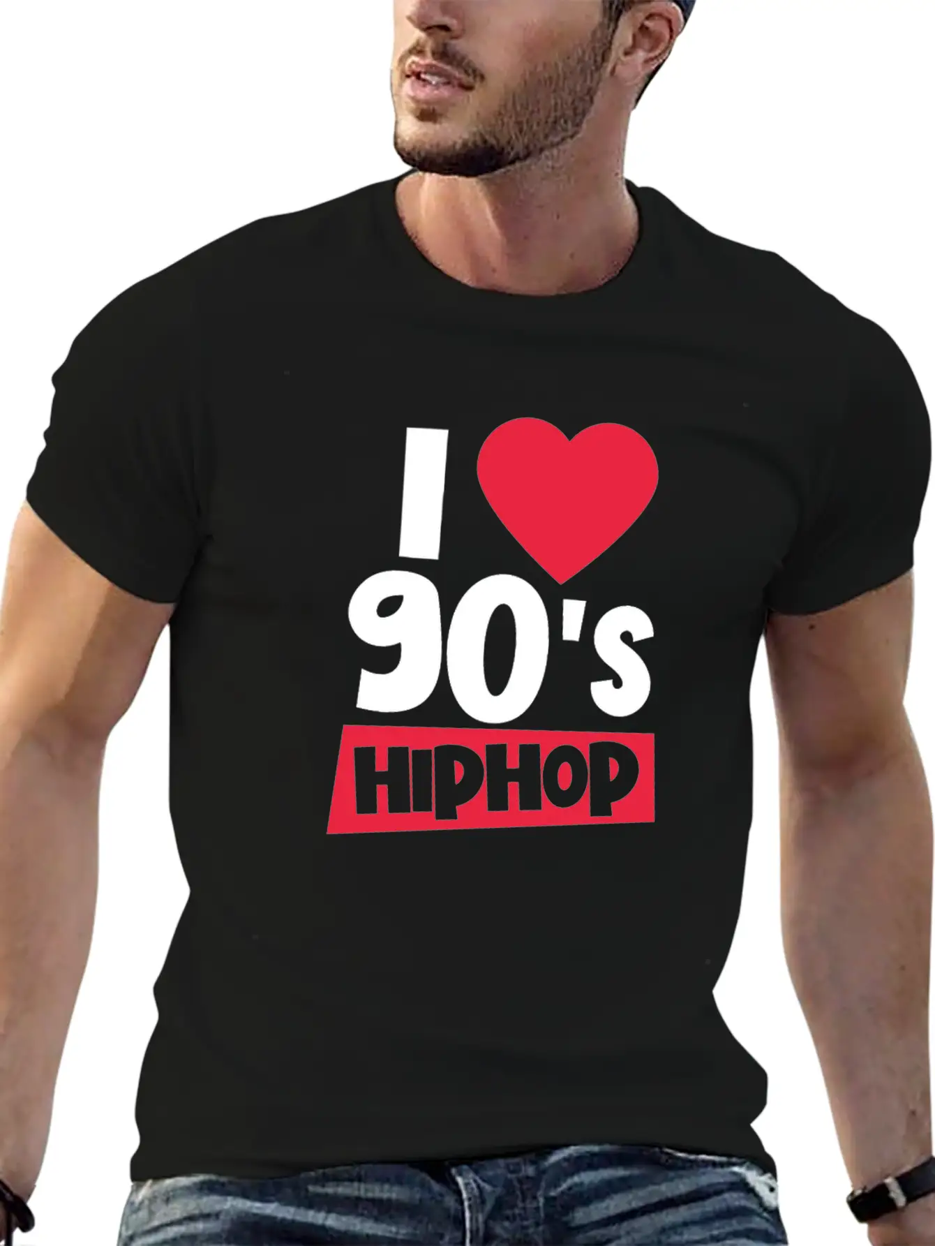 I Love 90's Hip Hop 1990s Disco Rap Retro Party Stylish Everyday T-Shirt – Unisex Basic Cotton Tee