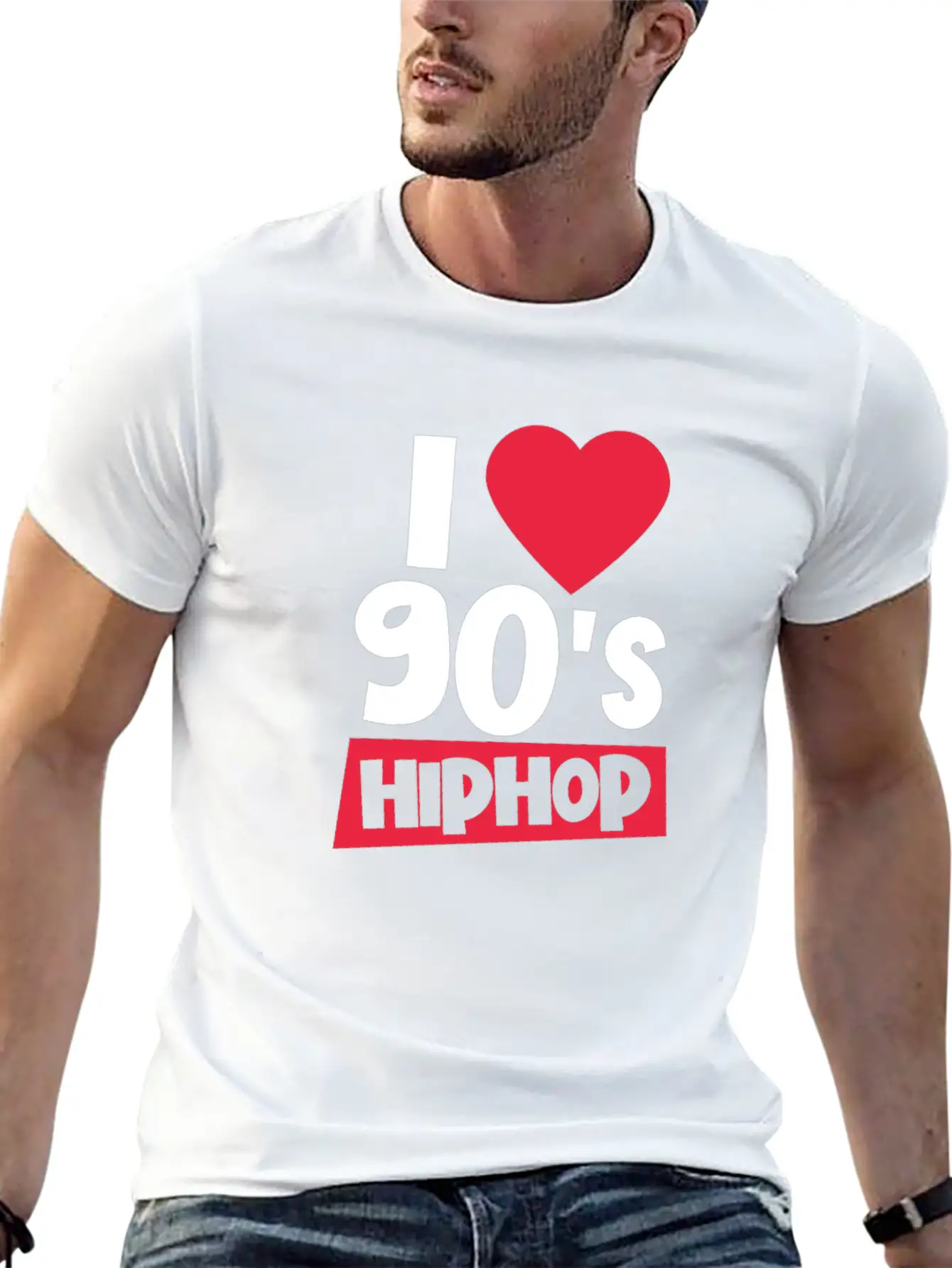 I Love 90's Hip Hop 1990s Disco Rap Retro Party Stylish Everyday T-Shirt – Unisex Basic Cotton Tee