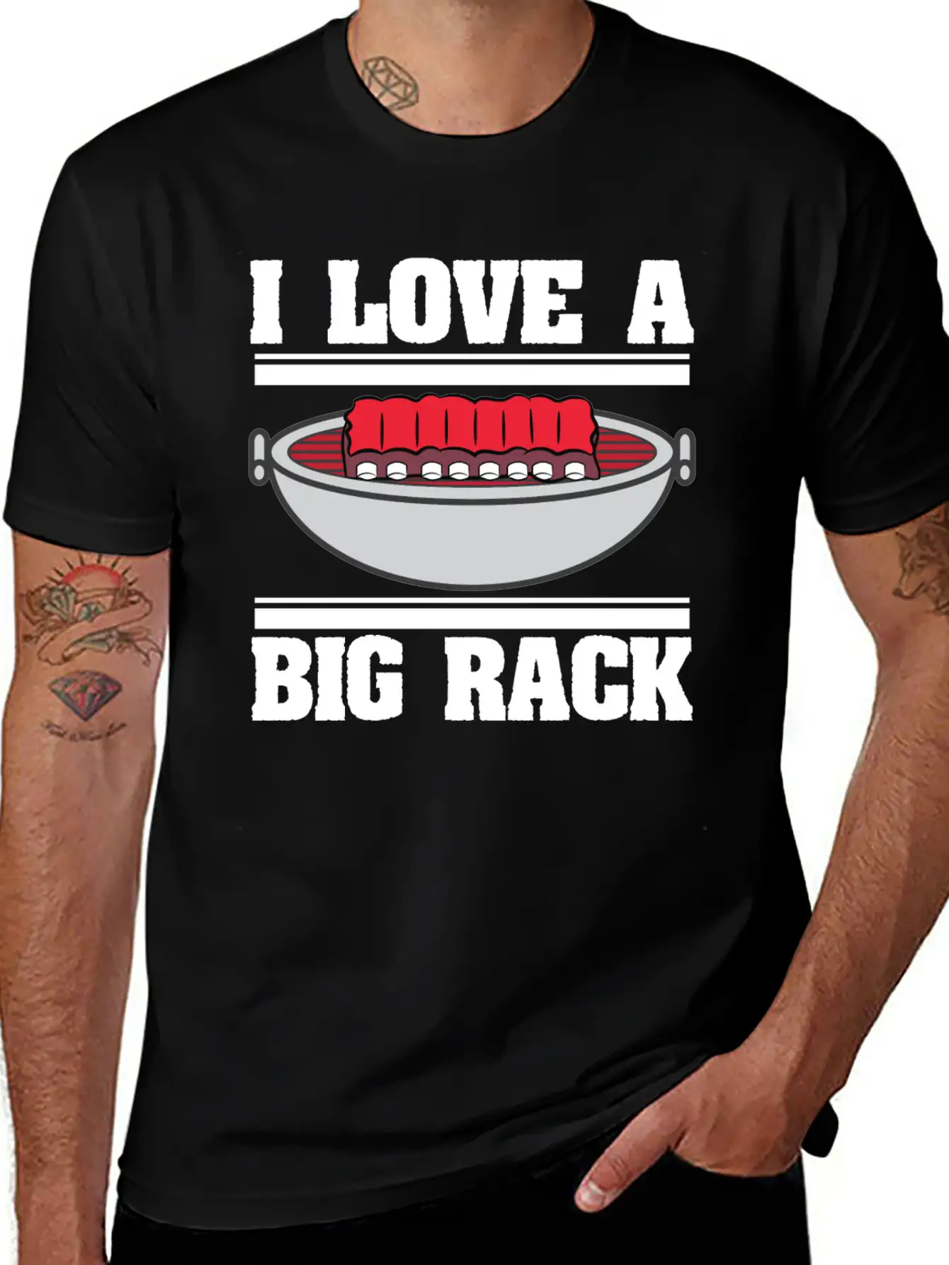 I Love A Big Rack Who Also Loves To Eat Ribs BBQ Unisex Short Sleeve Soft Cotton T-Shirt – Casual Everyday Wear