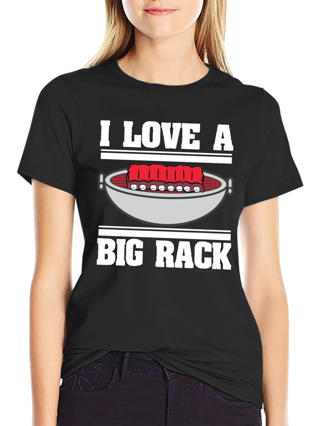 I Love A Big Rack Who Also Loves To Eat Ribs BBQ Unisex Short Sleeve Soft Cotton T-Shirt – Casual Everyday Wear