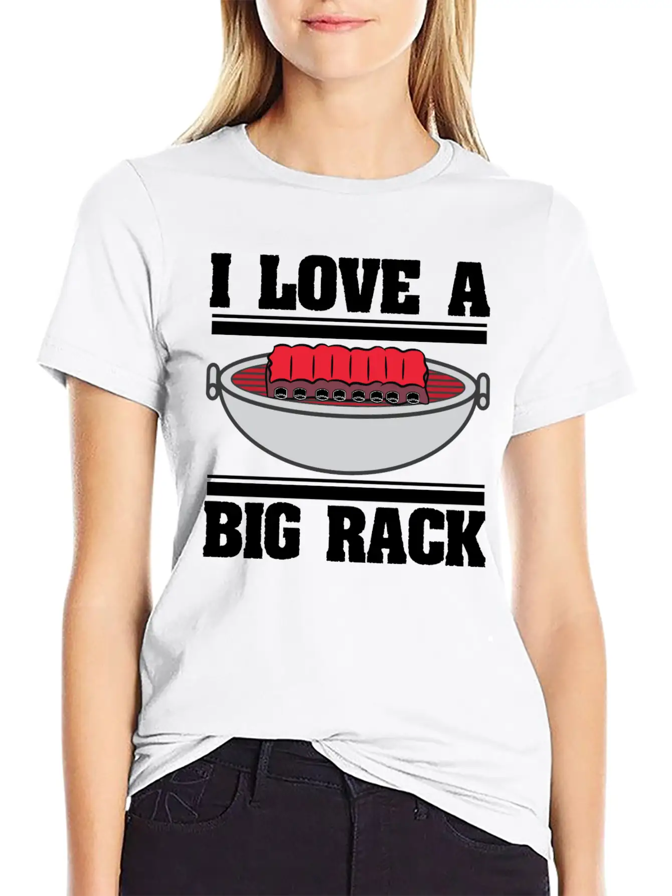 I Love A Big Rack Who Also Loves To Eat Ribs BBQ Unisex Short Sleeve Soft Cotton T-Shirt – Casual Everyday Wear