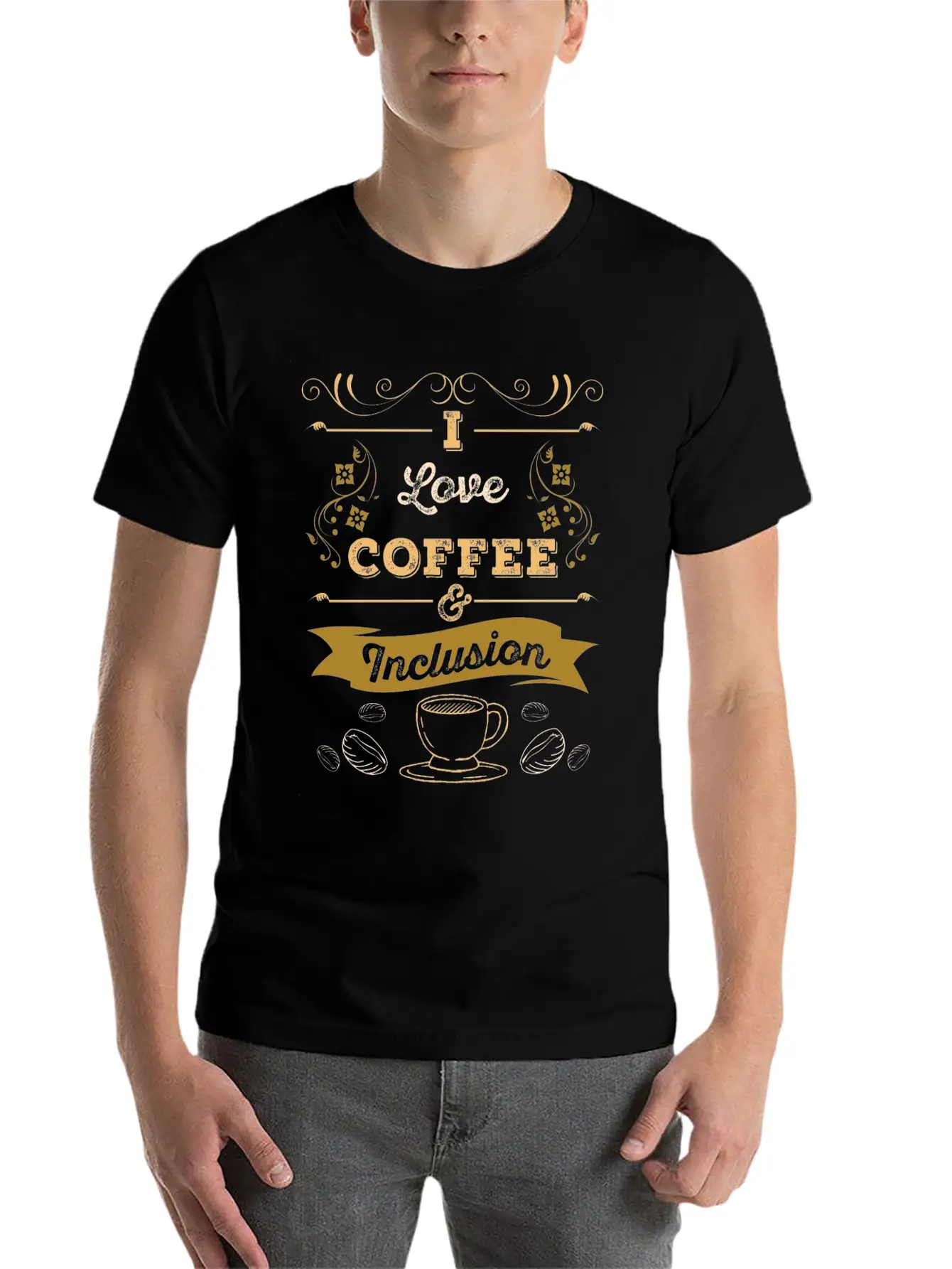 I Love Coffee And Inclusion Acceptance Stylish Everyday T-Shirt – Unisex Basic Cotton Tee