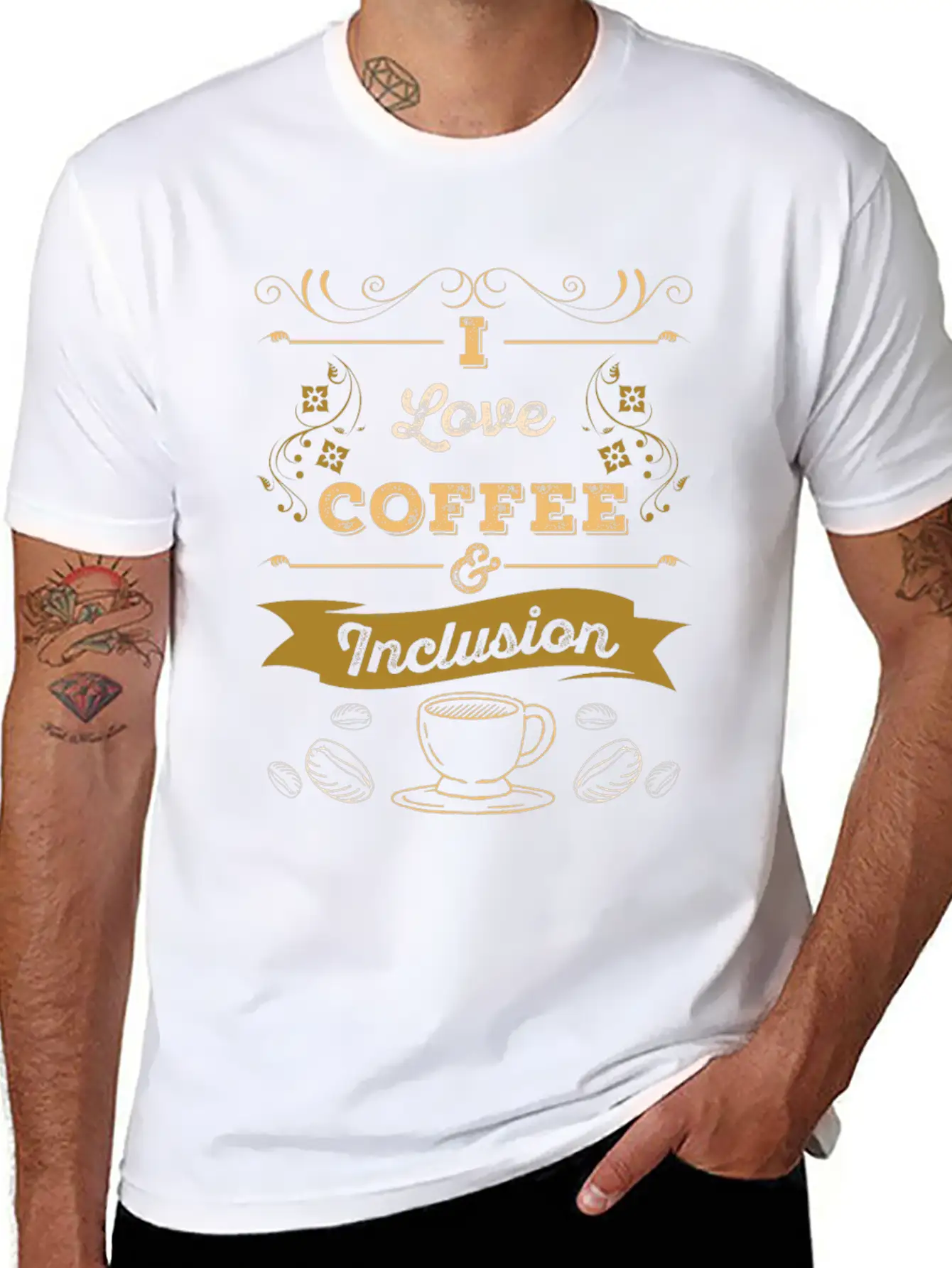 I Love Coffee And Inclusion Acceptance Stylish Everyday T-Shirt – Unisex Basic Cotton Tee