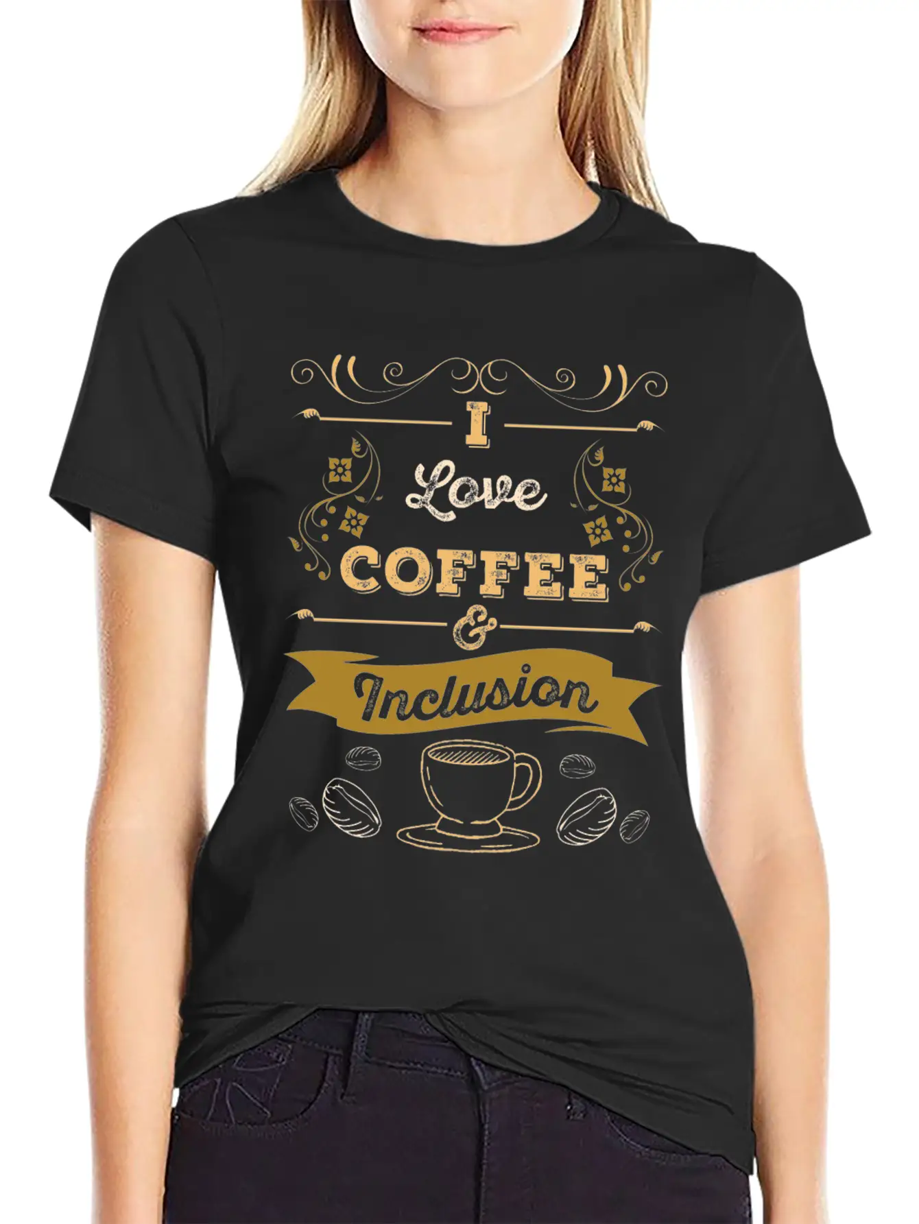 I Love Coffee And Inclusion Acceptance Stylish Everyday T-Shirt – Unisex Basic Cotton Tee