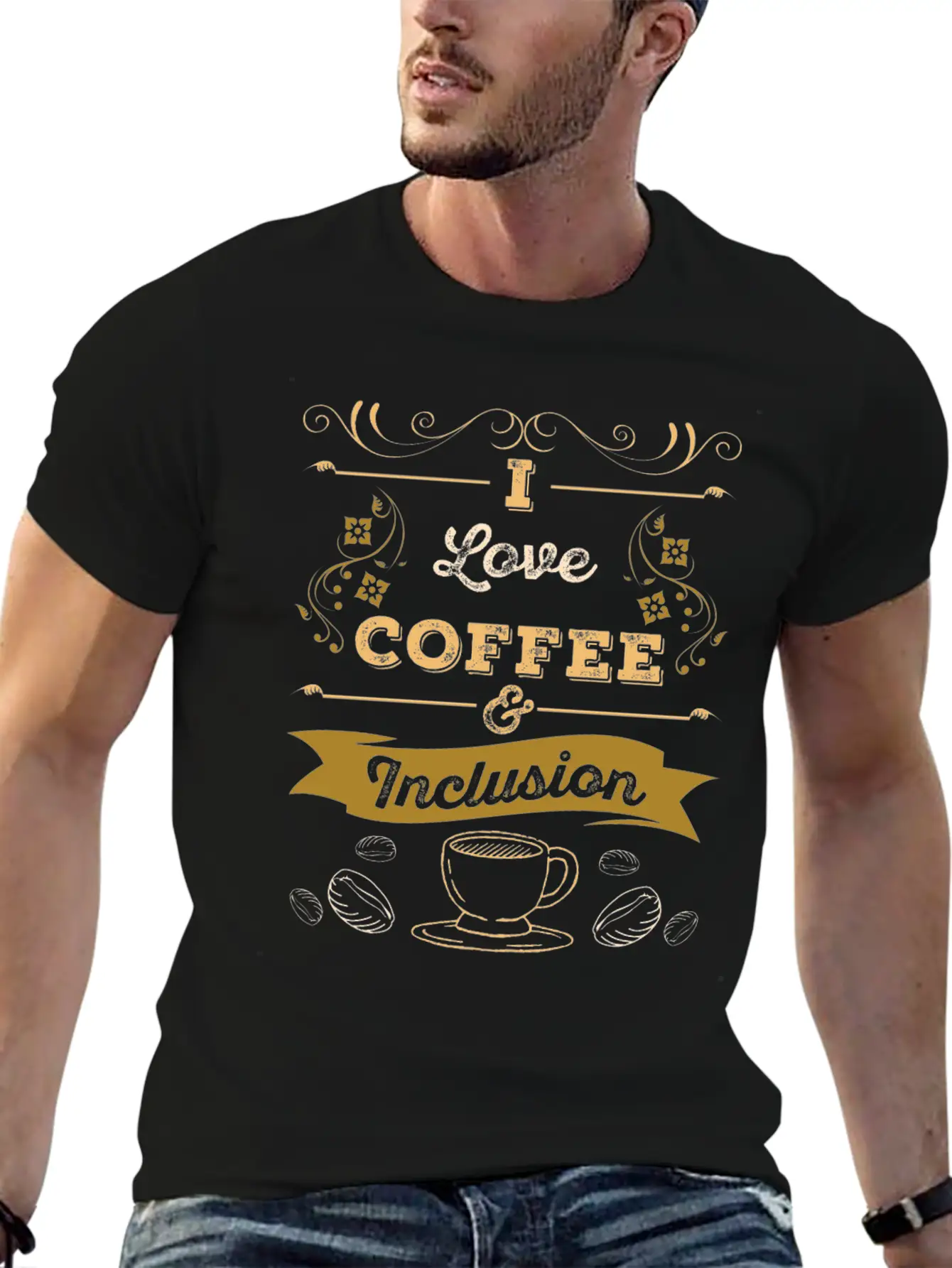 I Love Coffee And Inclusion Acceptance Stylish Everyday T-Shirt – Unisex Basic Cotton Tee