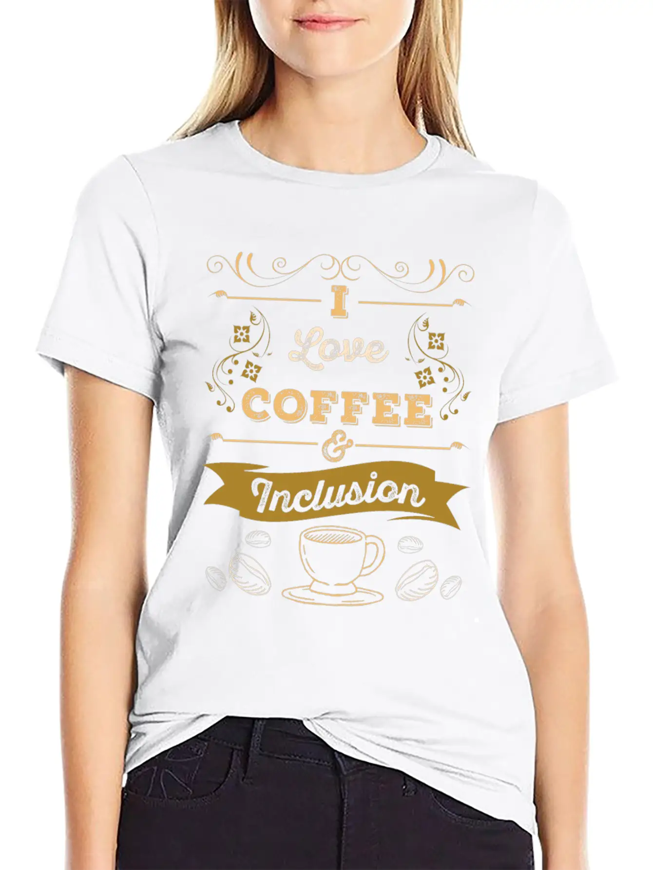 I Love Coffee And Inclusion Acceptance Stylish Everyday T-Shirt – Unisex Basic Cotton Tee