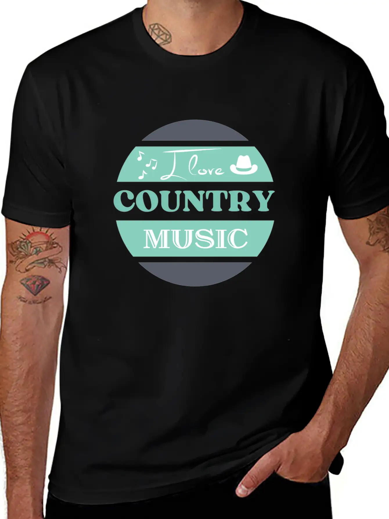 I Love Country Music Unisex Short Sleeve Soft Cotton T-Shirt – Casual Everyday Wear