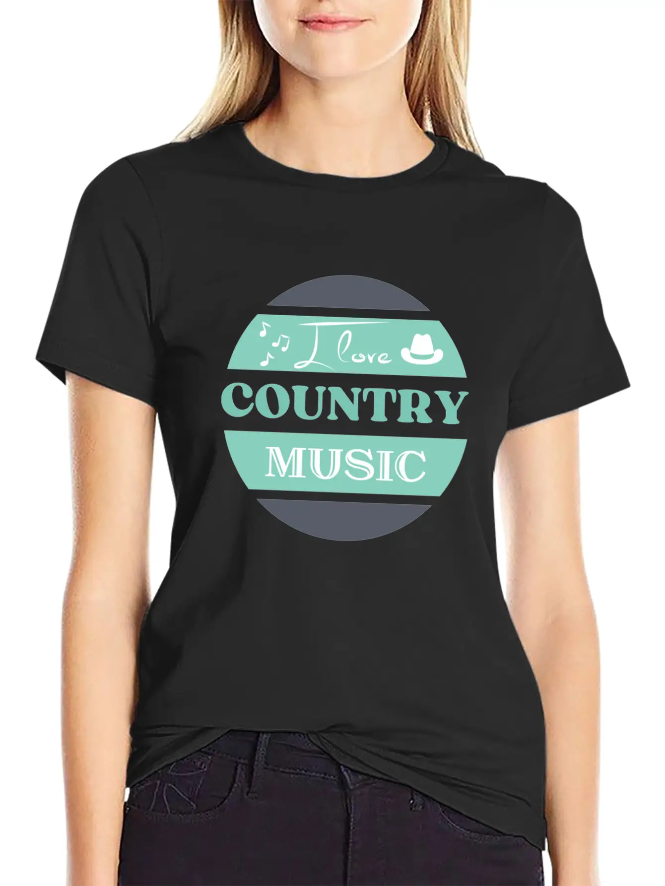 I Love Country Music Unisex Short Sleeve Soft Cotton T-Shirt – Casual Everyday Wear