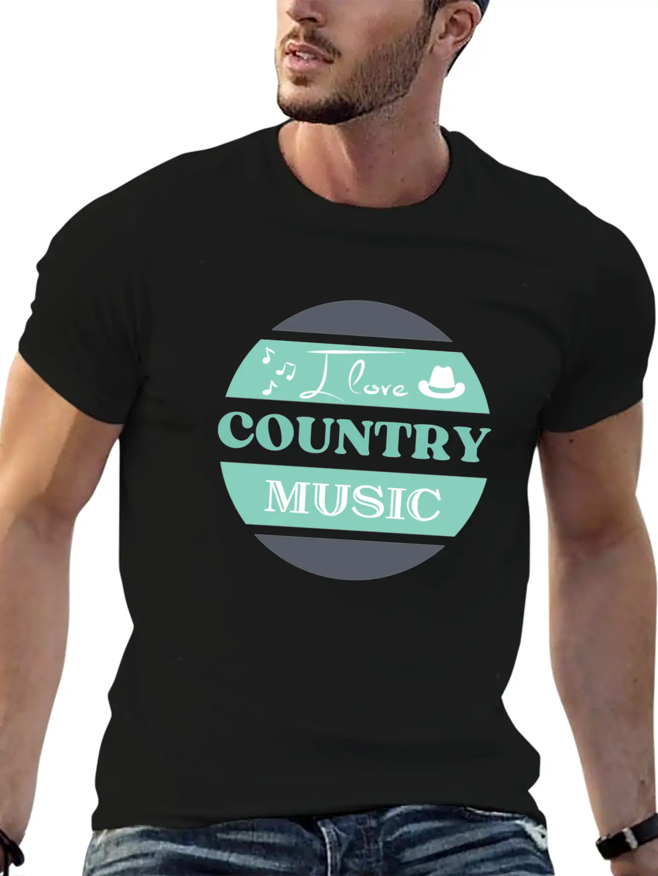 I Love Country Music Unisex Short Sleeve Soft Cotton T-Shirt – Casual Everyday Wear