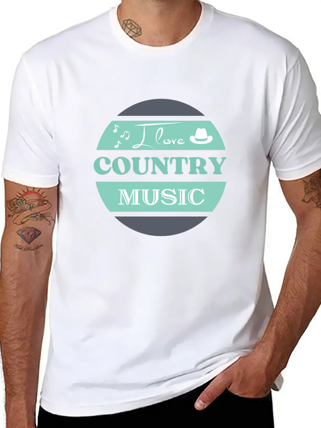 I Love Country Music Unisex Short Sleeve Soft Cotton T-Shirt – Casual Everyday Wear