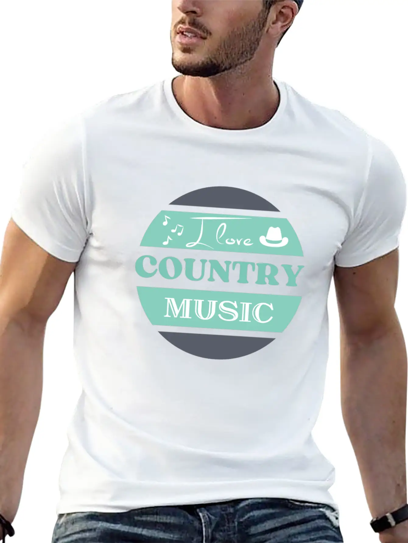 I Love Country Music Unisex Short Sleeve Soft Cotton T-Shirt – Casual Everyday Wear