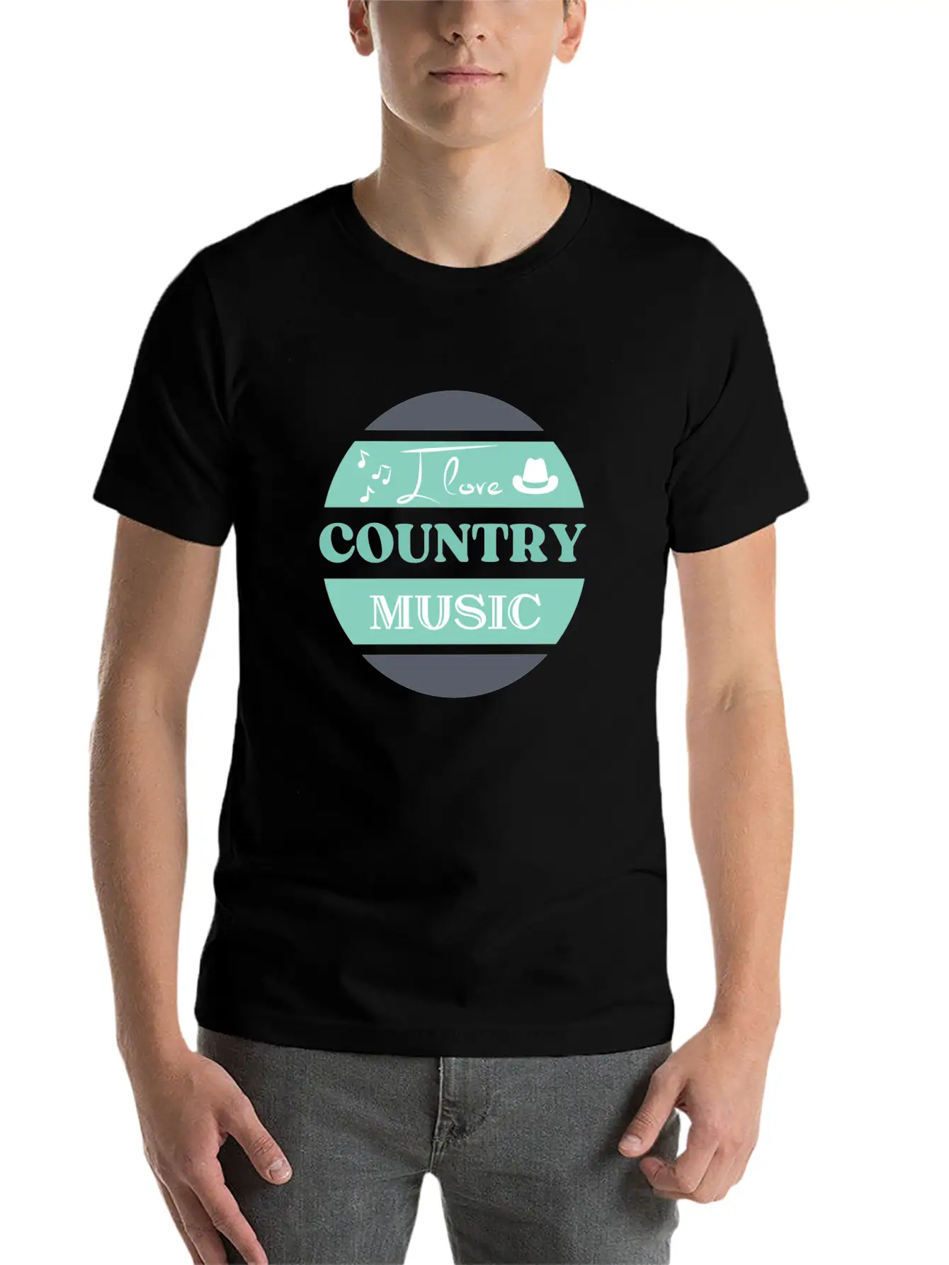 I Love Country Music Unisex Short Sleeve Soft Cotton T-Shirt – Casual Everyday Wear