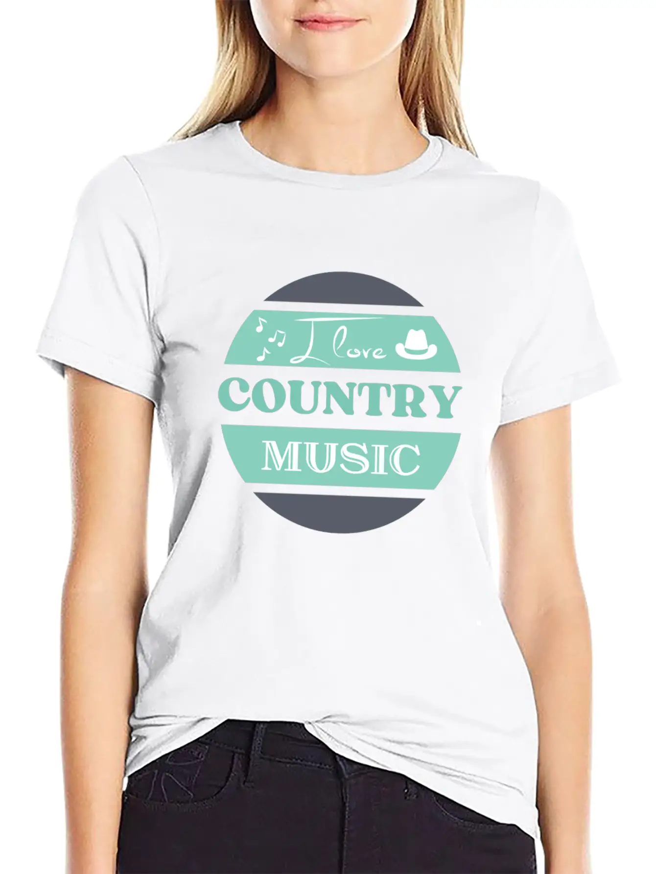 I Love Country Music Unisex Short Sleeve Soft Cotton T-Shirt – Casual Everyday Wear