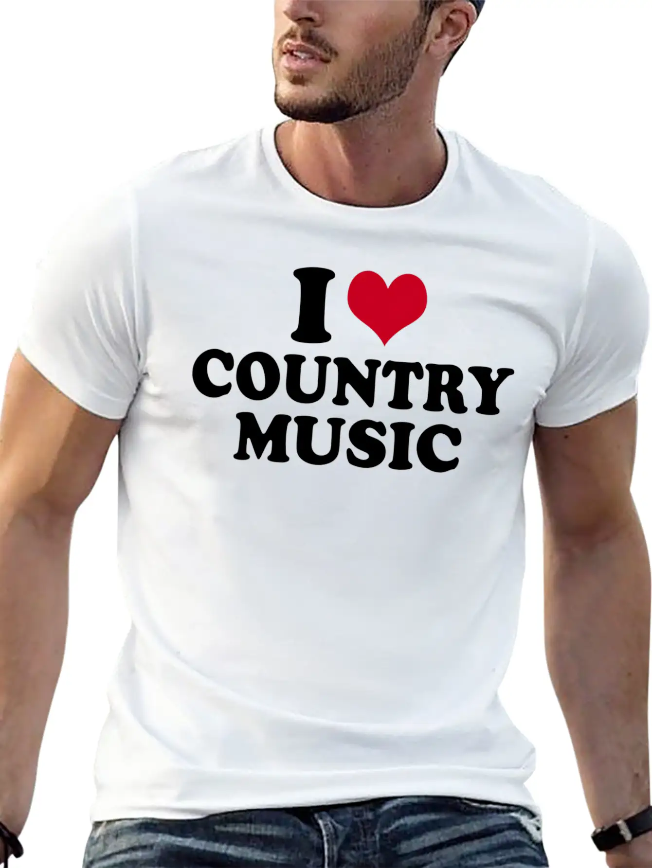 I Love Country Unisex Short Sleeve Soft Cotton T-Shirt – Casual Everyday Wear