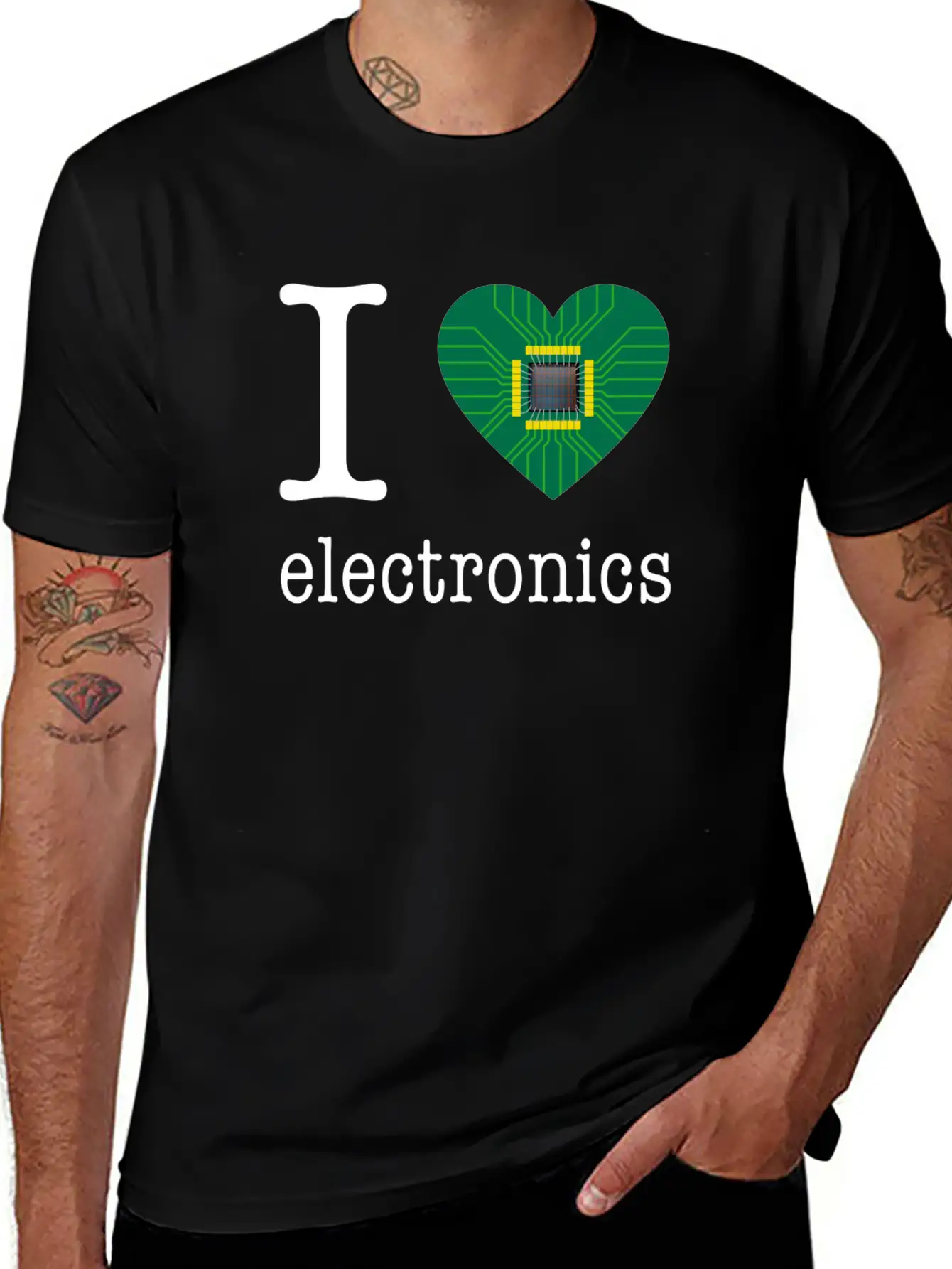 I Love Electronics / Gift Idea Unisex Short Sleeve Soft Cotton T-Shirt – Casual Everyday Wear